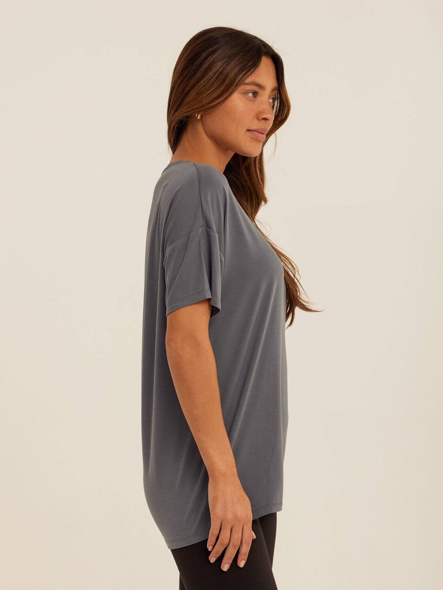 Andie Tencel Jersey Relaxed Tee in Grey