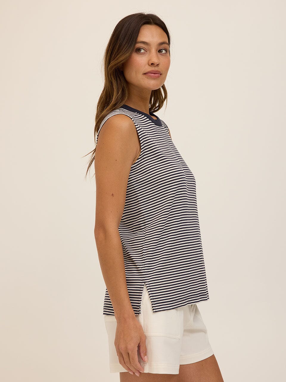 Nazeera Micro Stripe Feather Rib Tank