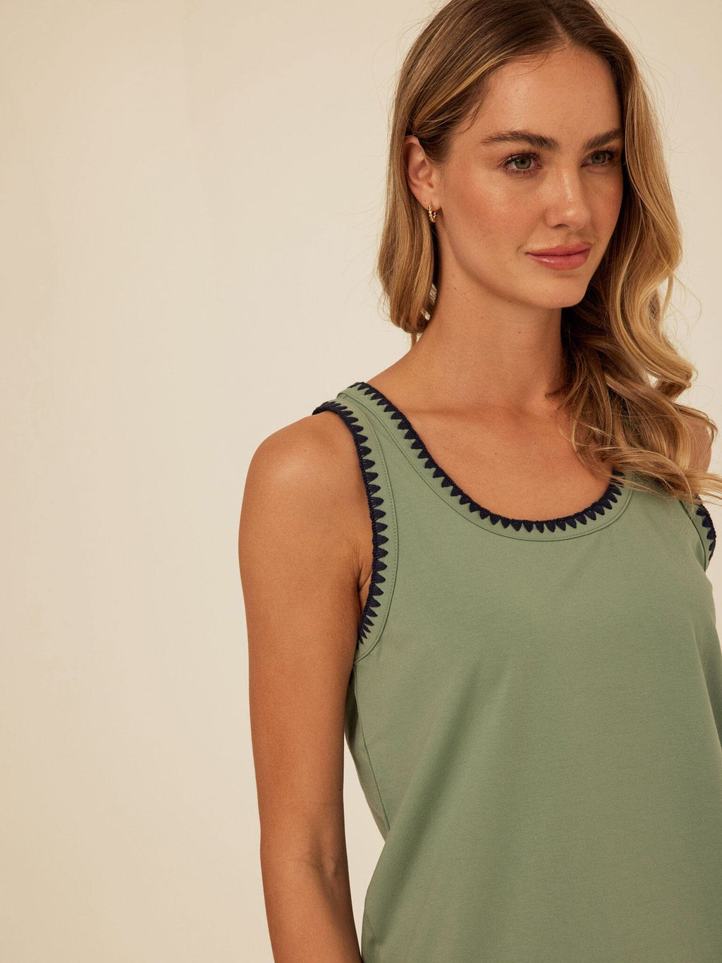 Genevieve Novelty Stitch Eco Jersey Tank