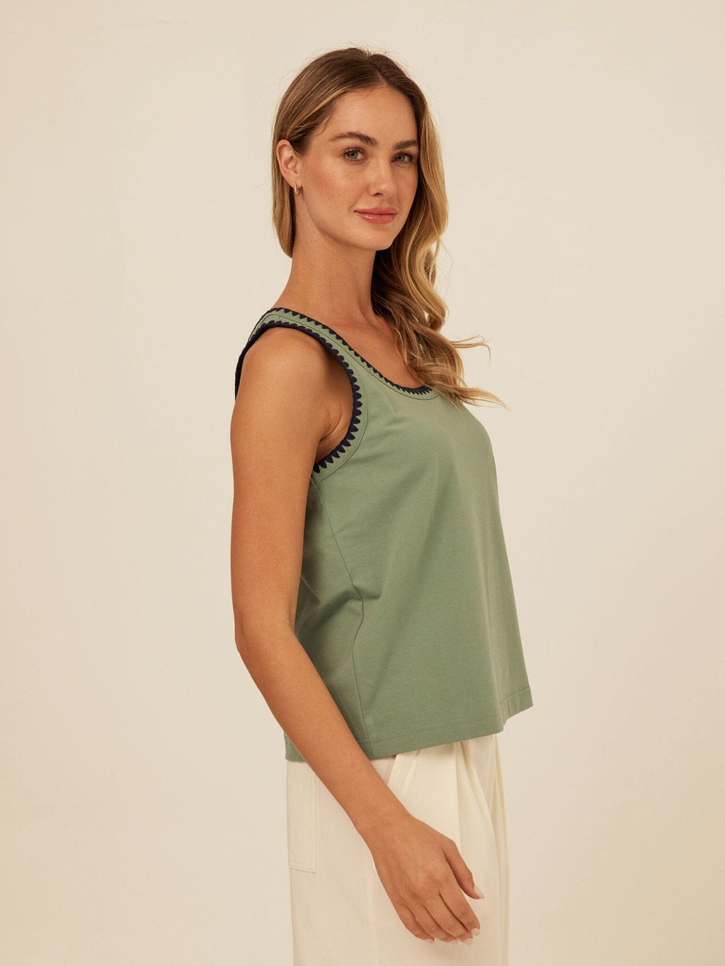 Genevieve Novelty Stitch Eco Jersey Tank