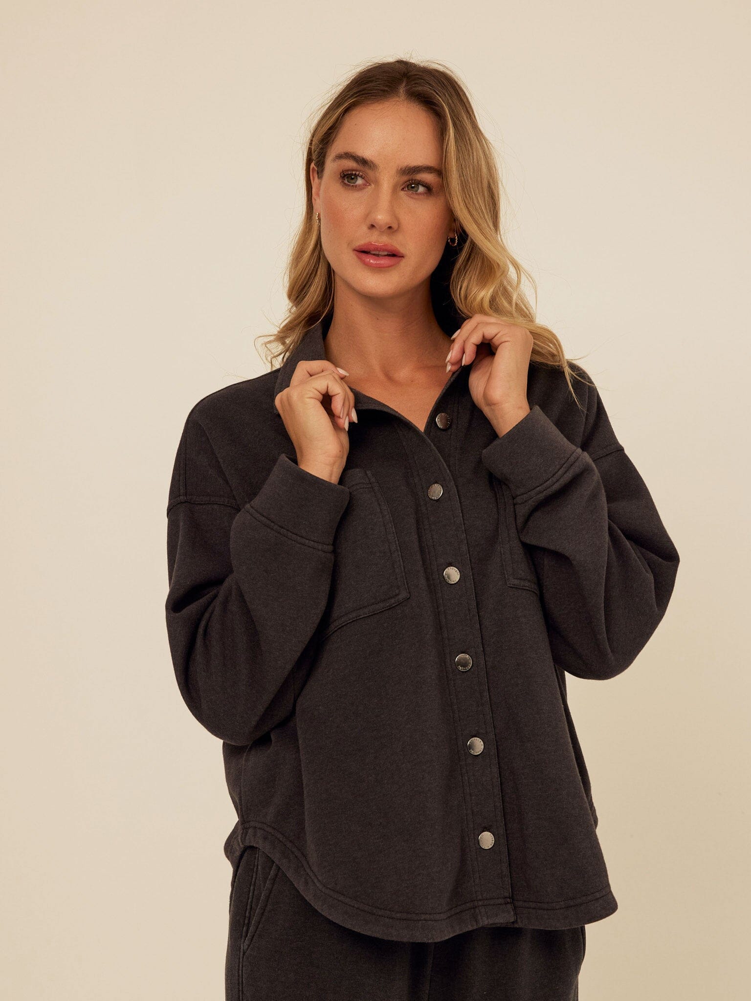 Blaire Mineral Wash Fleece Button-Down