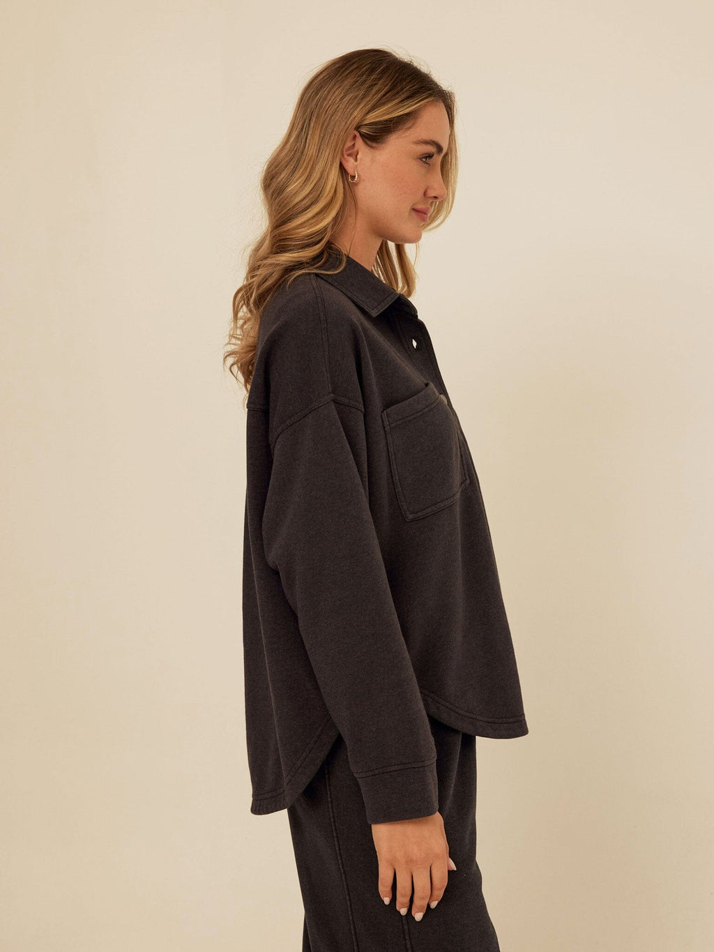 Blaire Mineral Wash Fleece Button-Down