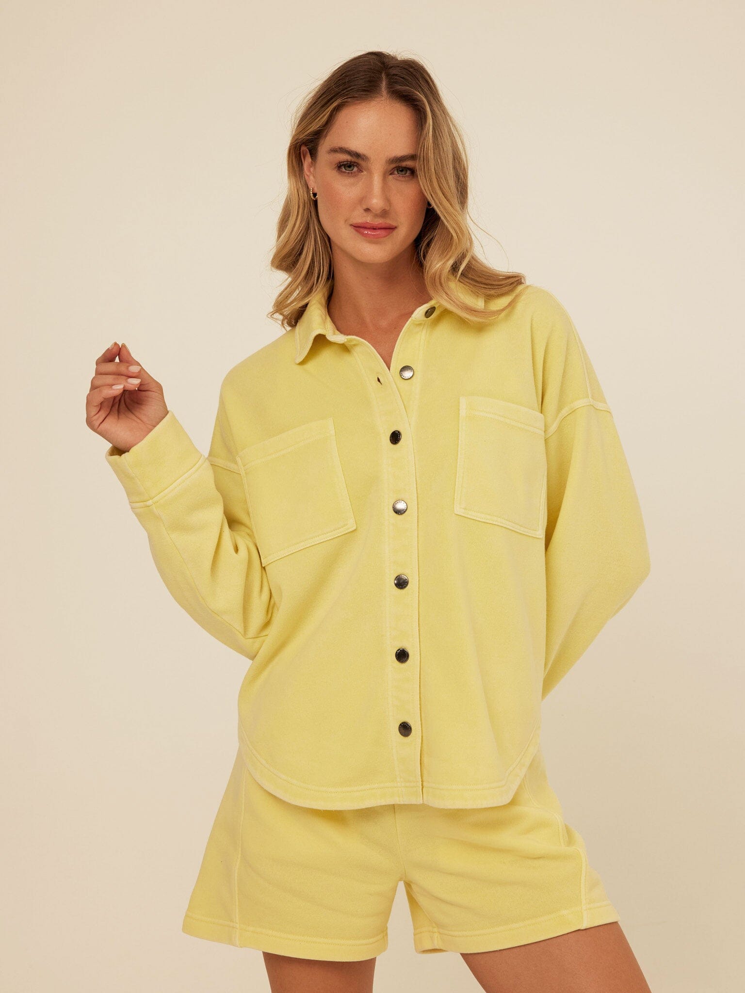 Blaire Mineral Wash Fleece Button-Down