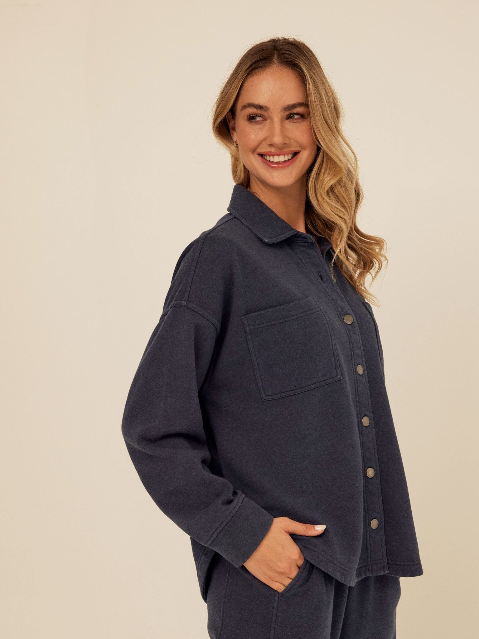 Blaire Mineral Wash Fleece Button-Down