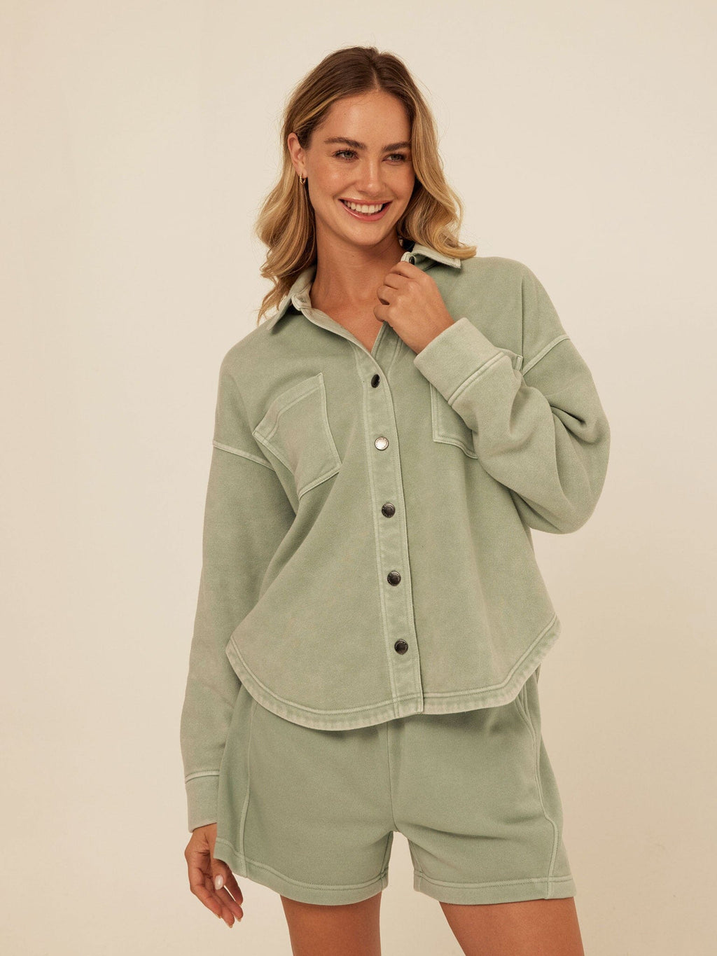 Blaire Mineral Wash Fleece Button-Down