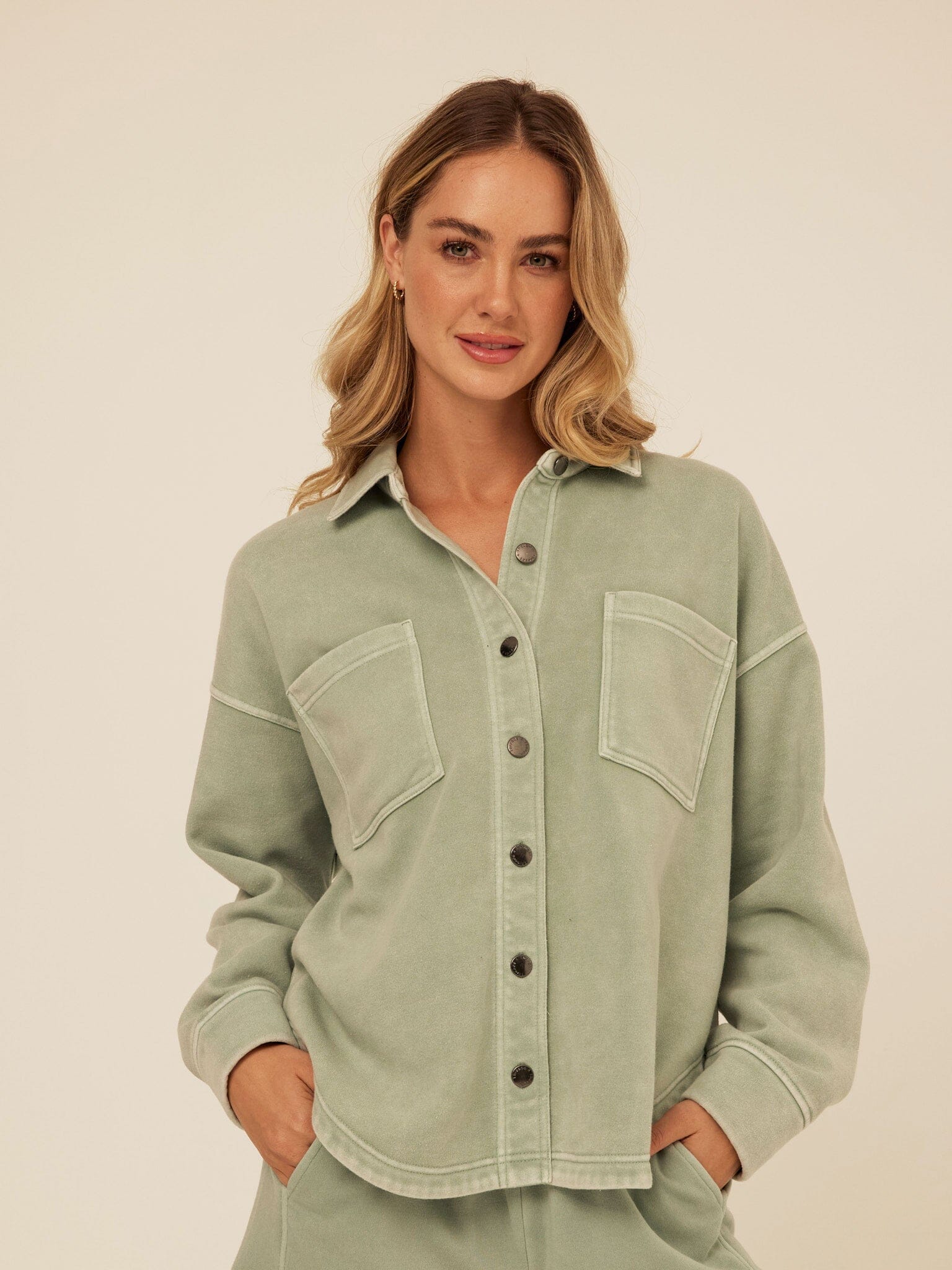 Blaire Mineral Wash Fleece Button-Down
