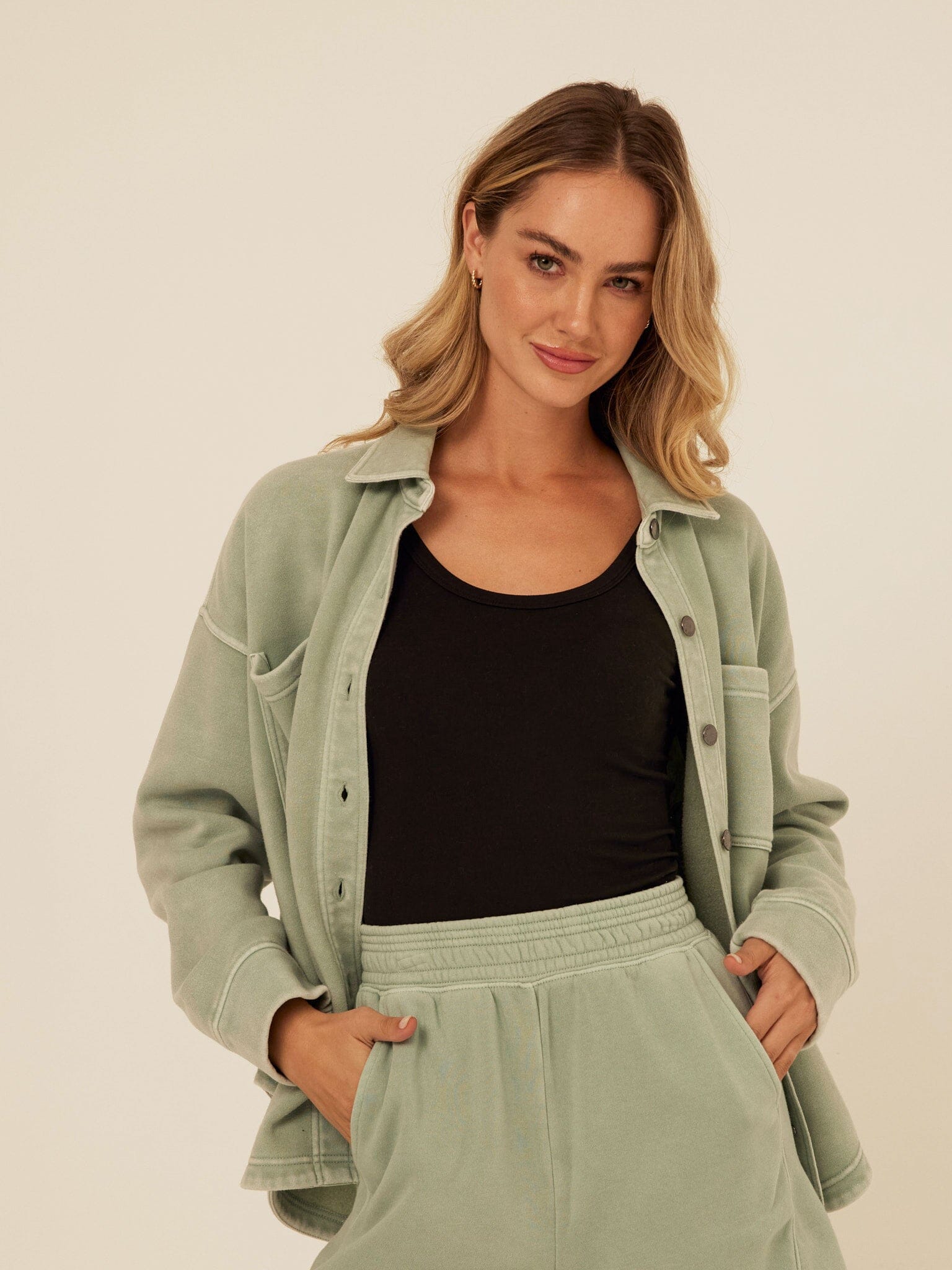 Blaire Mineral Wash Fleece Button-Down