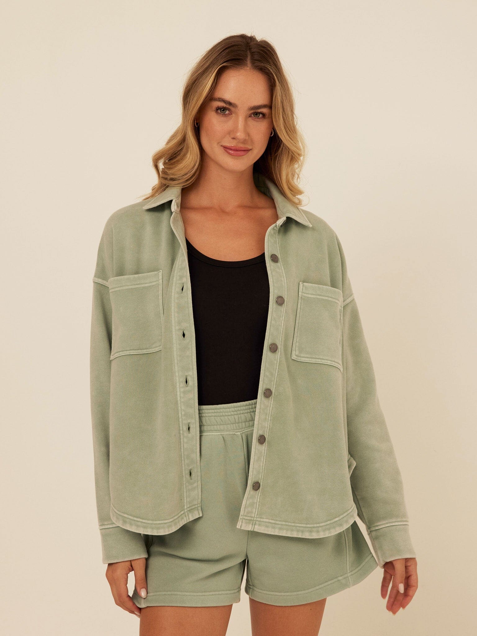 Blaire Mineral Wash Fleece Button-Down