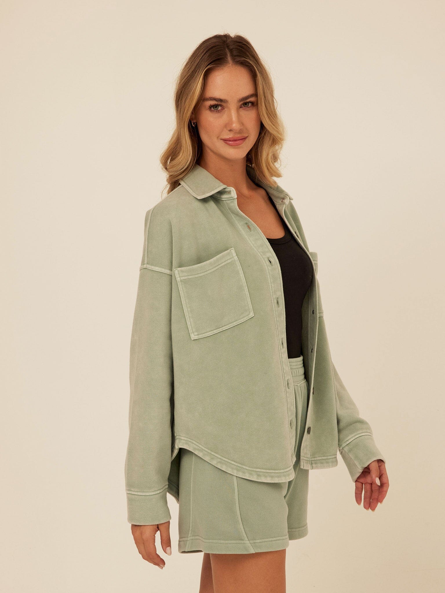 Blaire Mineral Wash Fleece Button-Down