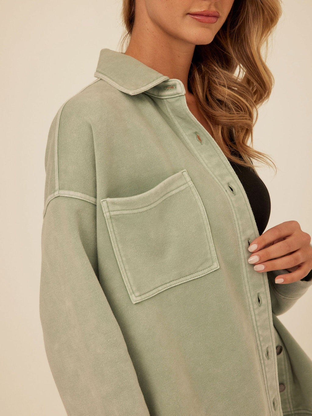Blaire Mineral Wash Fleece Button-Down
