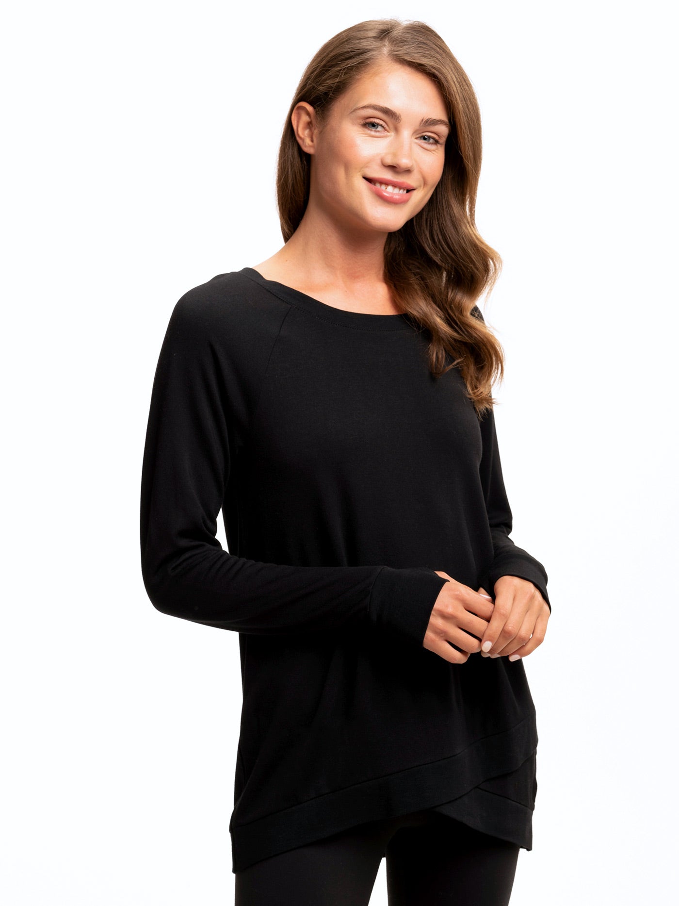 FeatherLoop Fleece Tulip-Hem Tunic - Soft Brushed Modal Sweatshirt