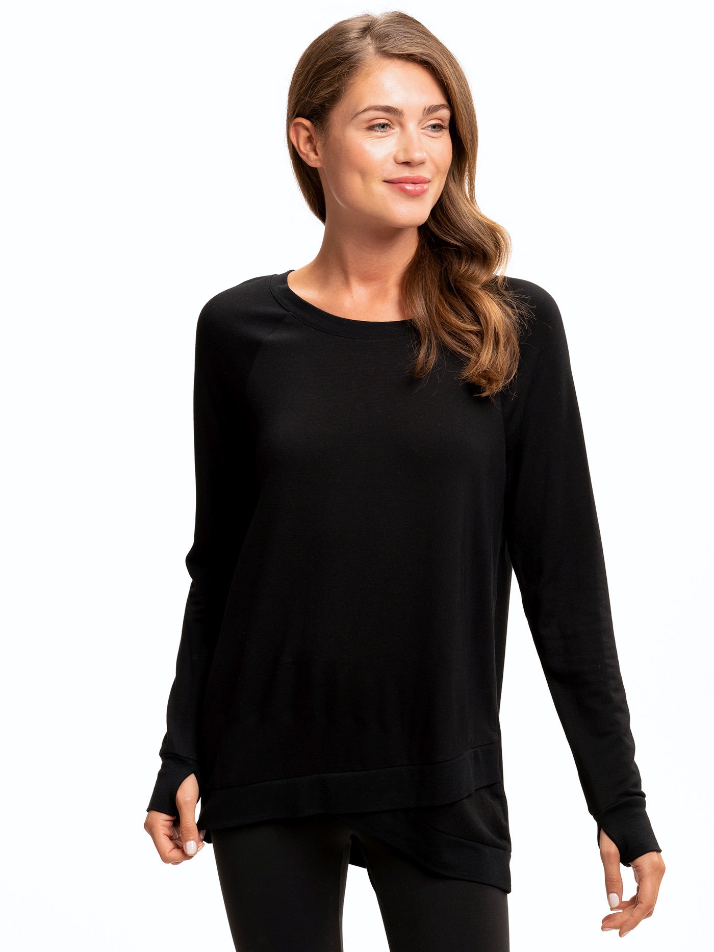 Leanna Feather Fleece Tunic with tulip-hem detail in soft brushed TENCEL Modal
