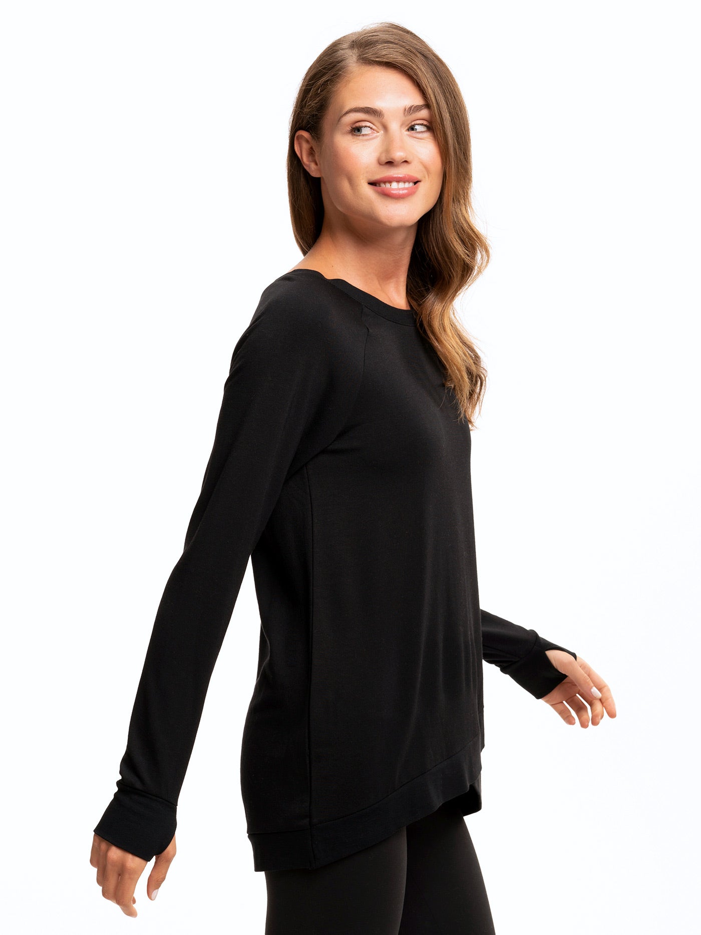 FeatherLoop Fleece Tulip-Hem Tunic - Soft Brushed Modal Sweatshirt