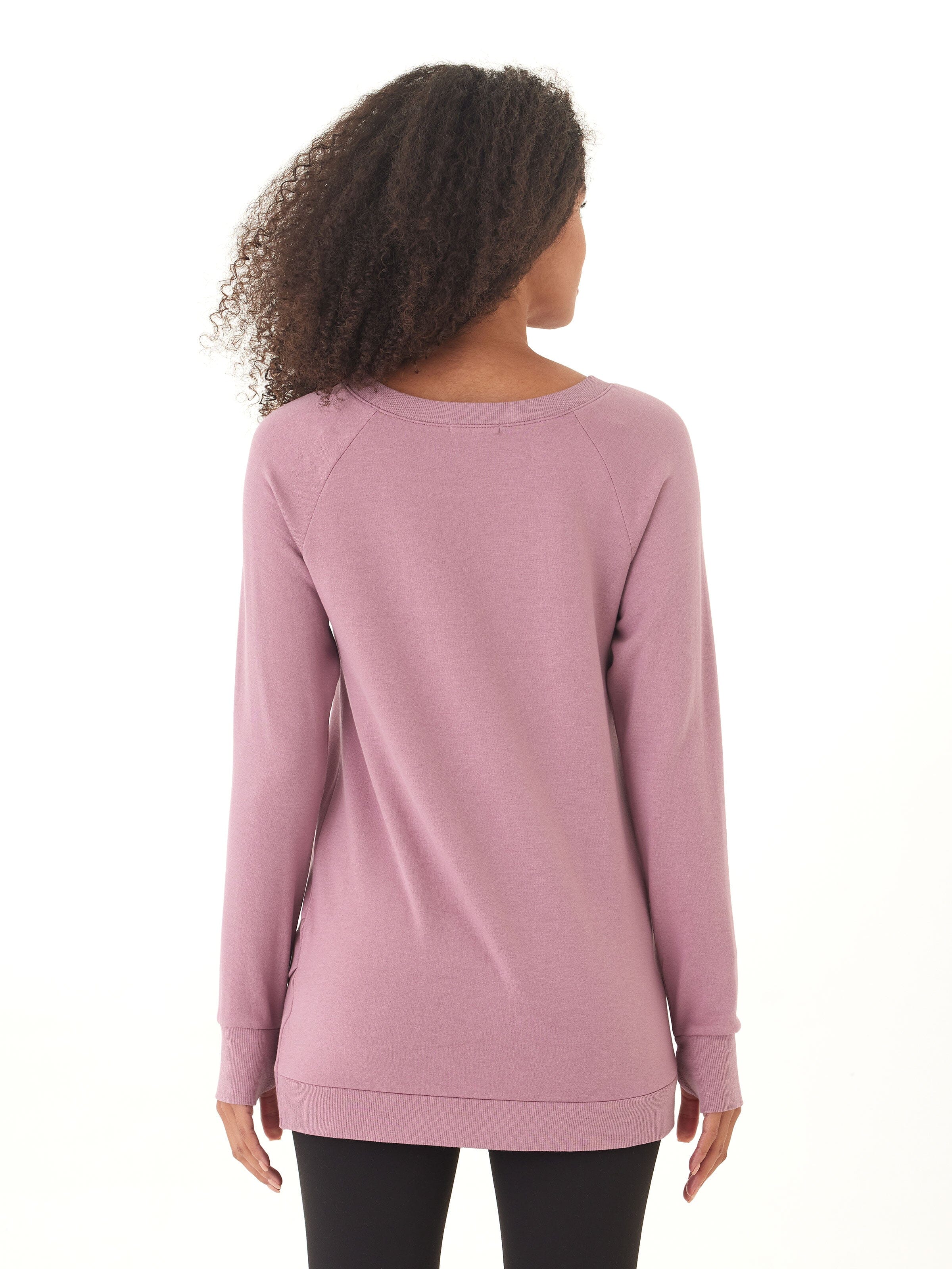Leanna Feather Fleece Tulip-Hem Tunic in Dusty Rose & Mauve