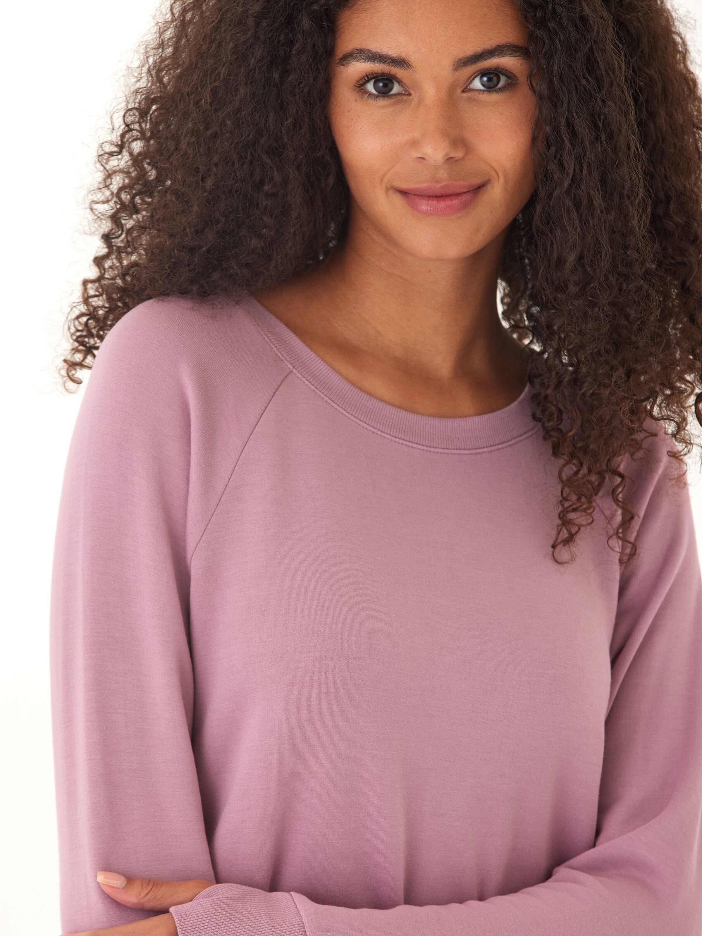 Leanna Feather Fleece Tulip-Hem Tunic in Dusty Rose & Mauve