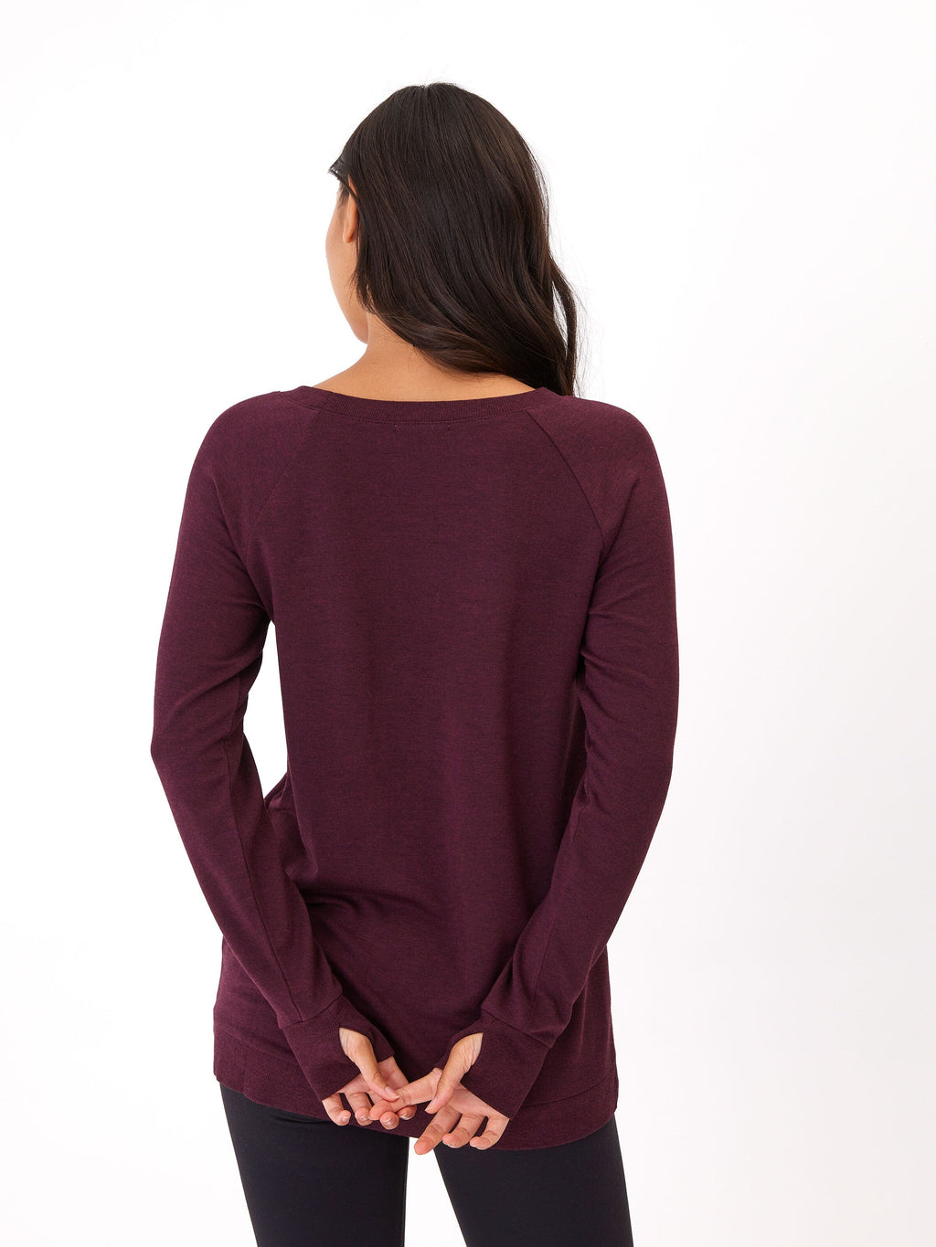 Leanna FeatherLoop Fleece Tulip-Hem Tunic in Burgundy
