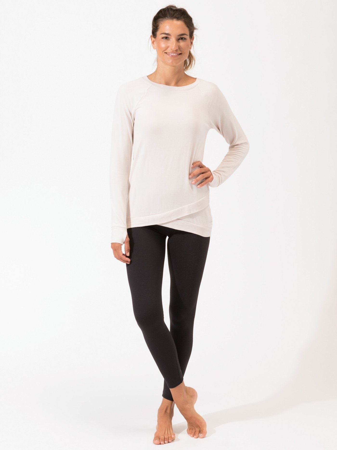 Leanna Feather Fleece Tunic in Off-White and Pale-Pink