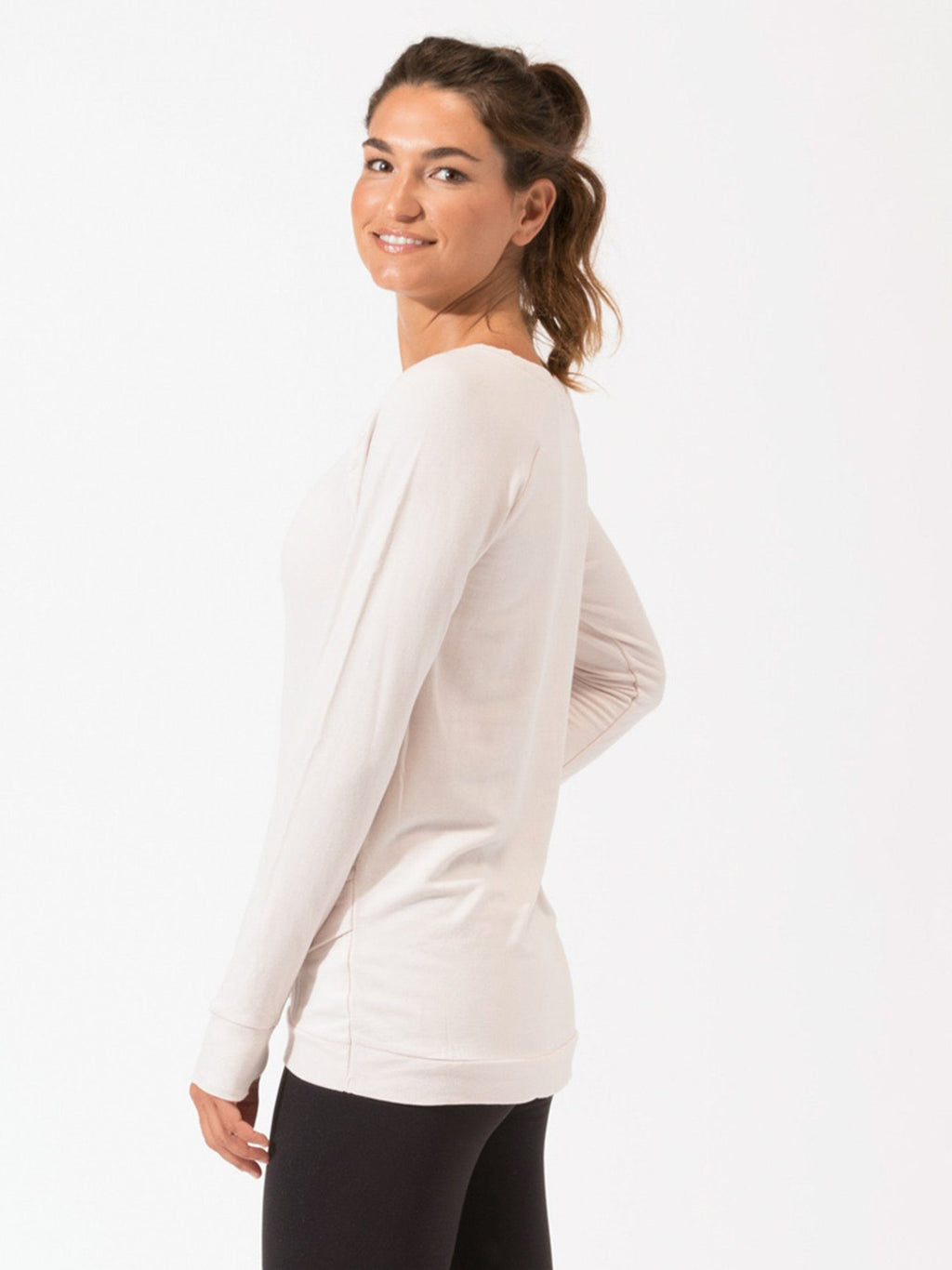 Leanna Feather Fleece Tunic in Off-White and Pale-Pink