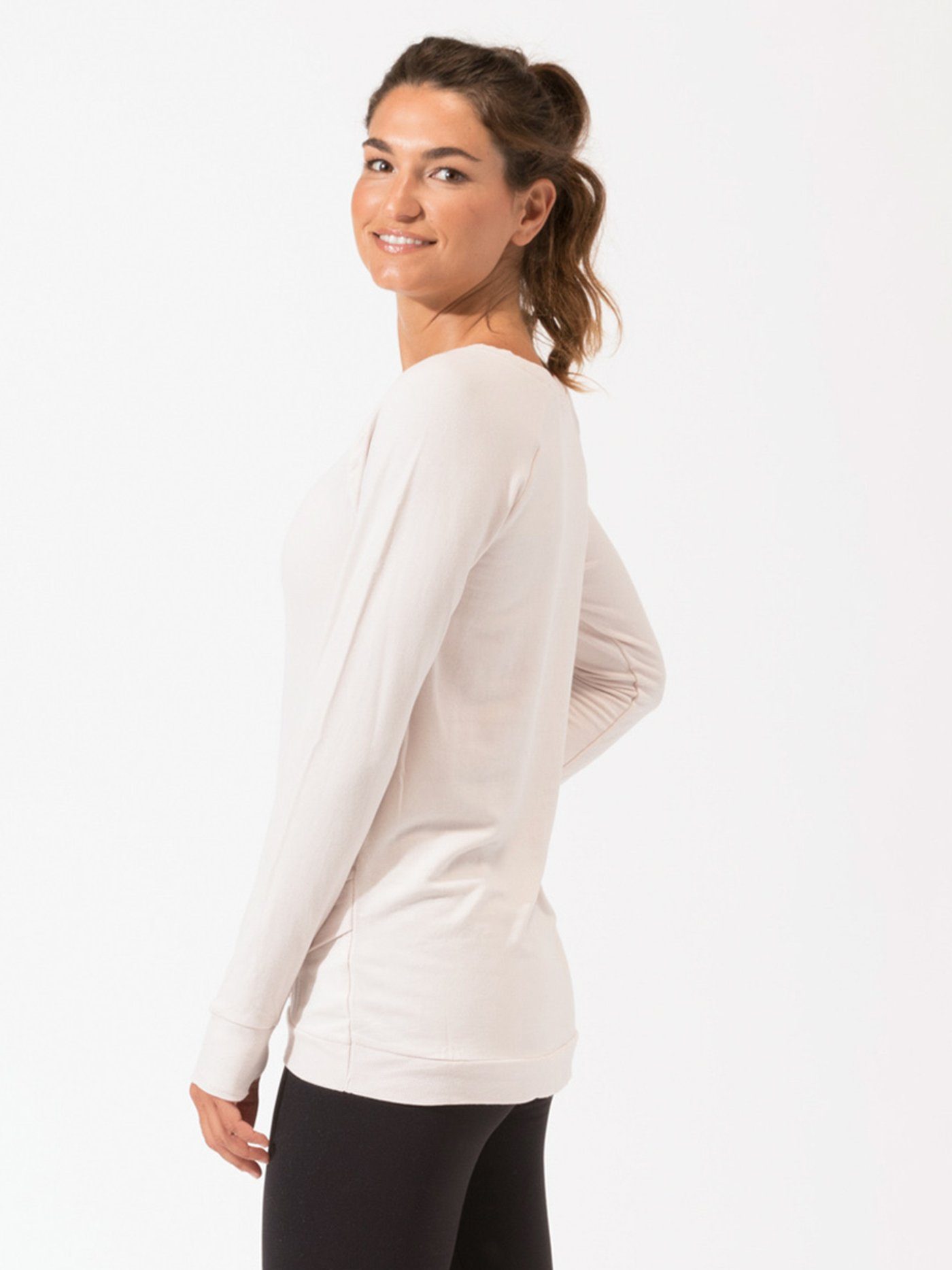 Leanna Feather Fleece Tunic in Off-White and Pale-Pink