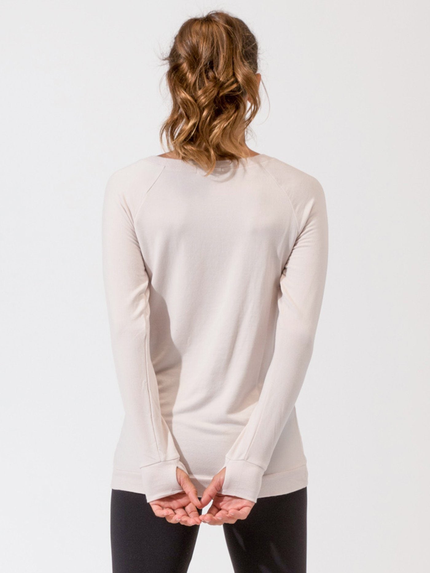 Leanna Feather Fleece Tunic in Off-White and Pale-Pink