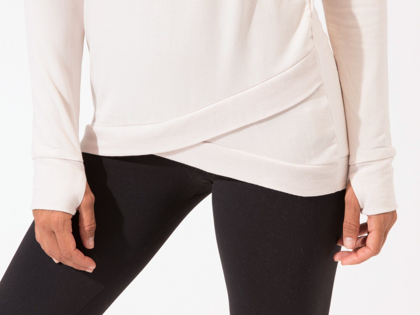 Leanna Feather Fleece Tunic in Off-White and Pale-Pink