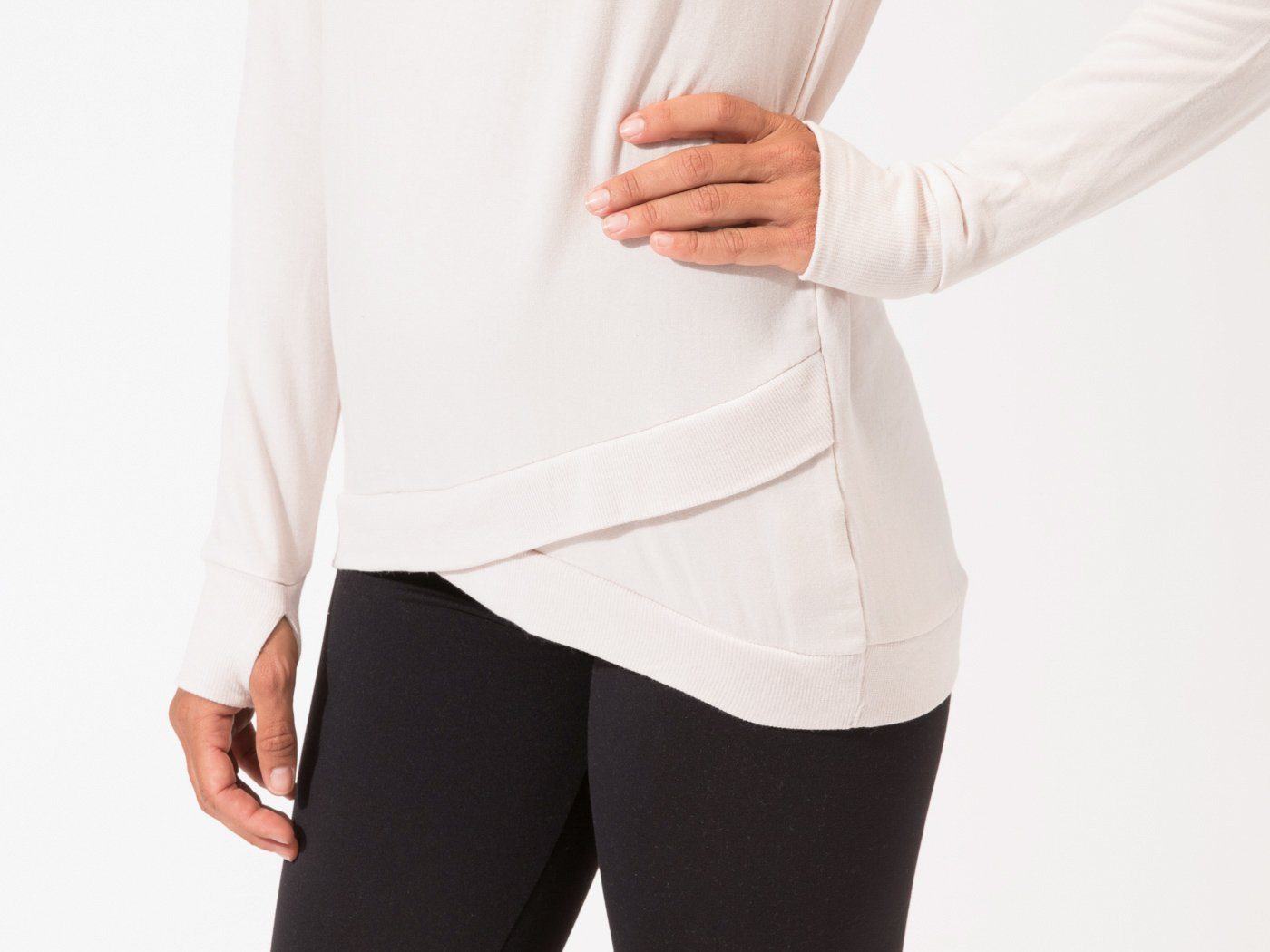Leanna Feather Fleece Tunic in Off-White and Pale-Pink