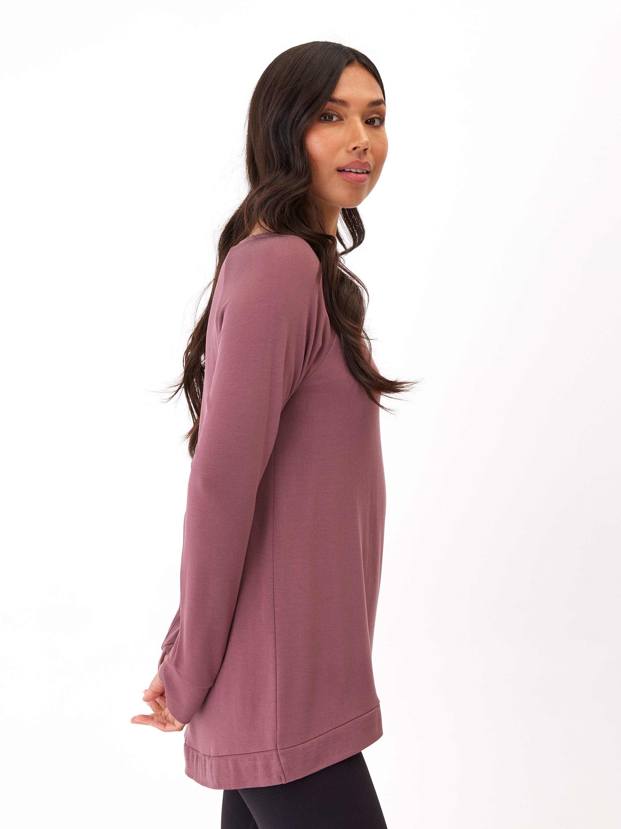 Leanna Feather Fleece Tunic - Women's Cozy Tulip-Hem Sweatshirt