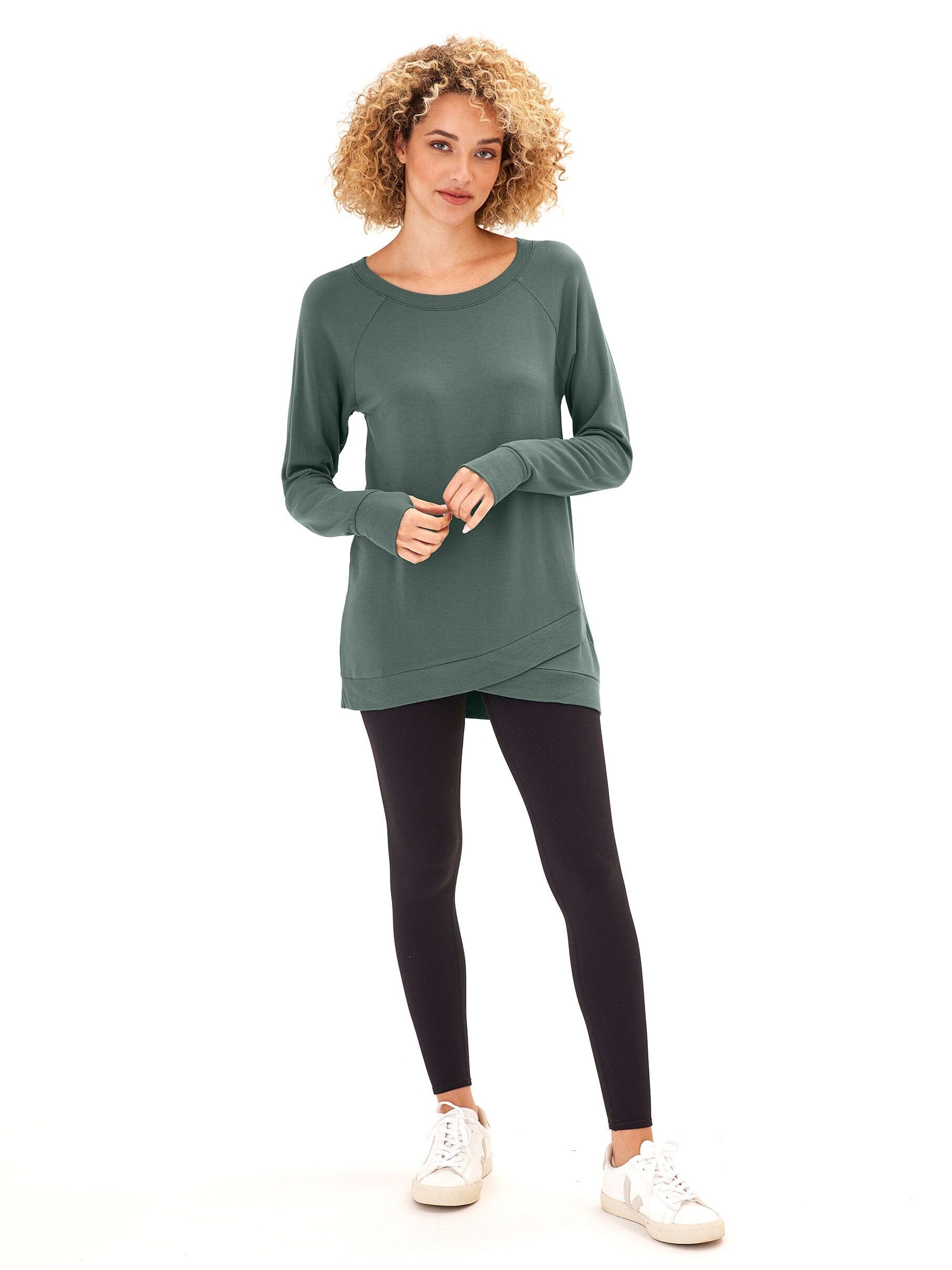 FeatherLoop Fleece Tulip-Hem Tunic - Soft Brushed Modal Sweatshirt