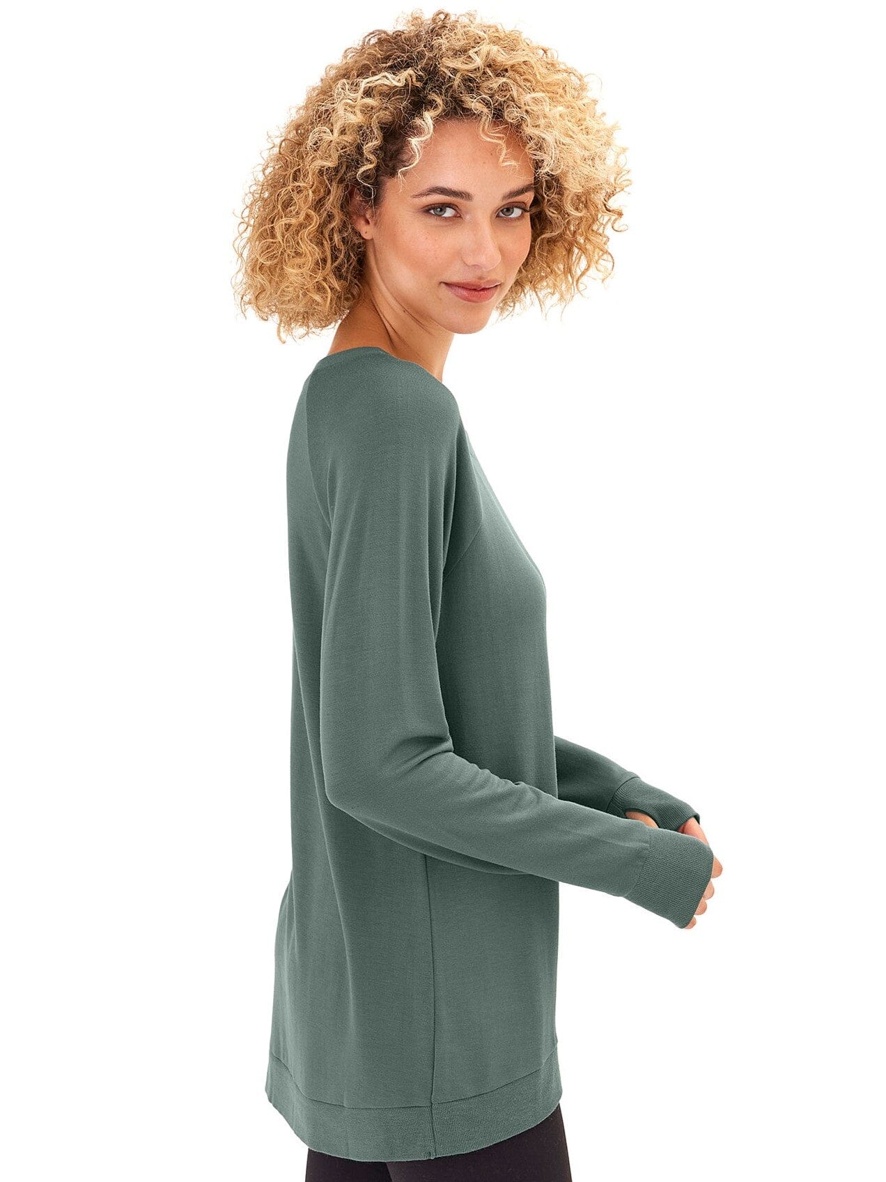 FeatherLoop Fleece Tulip-Hem Tunic - Soft Brushed Modal Sweatshirt