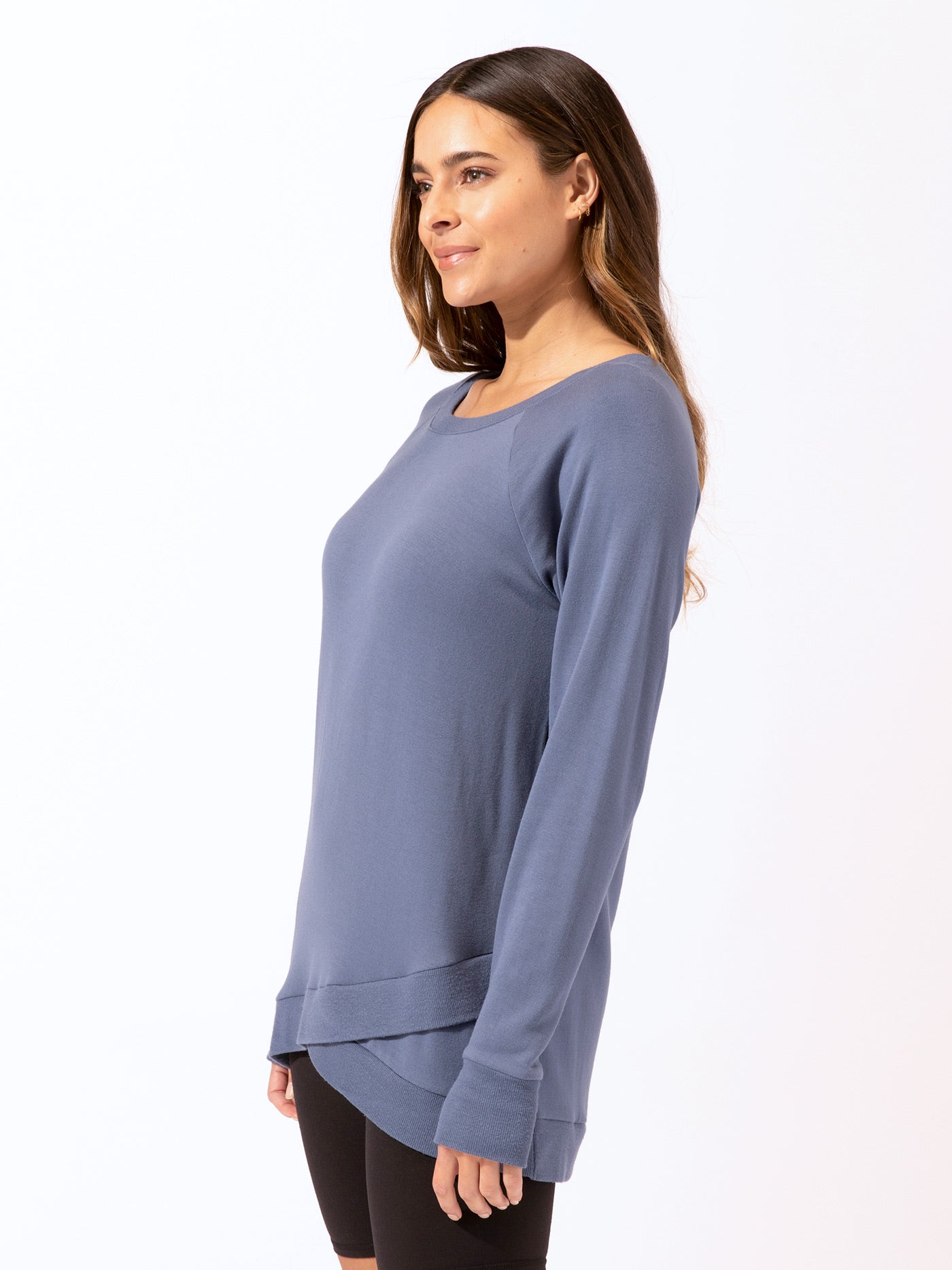Women's Leanna Feather Fleece Tulip-Hem Tunic in Blue