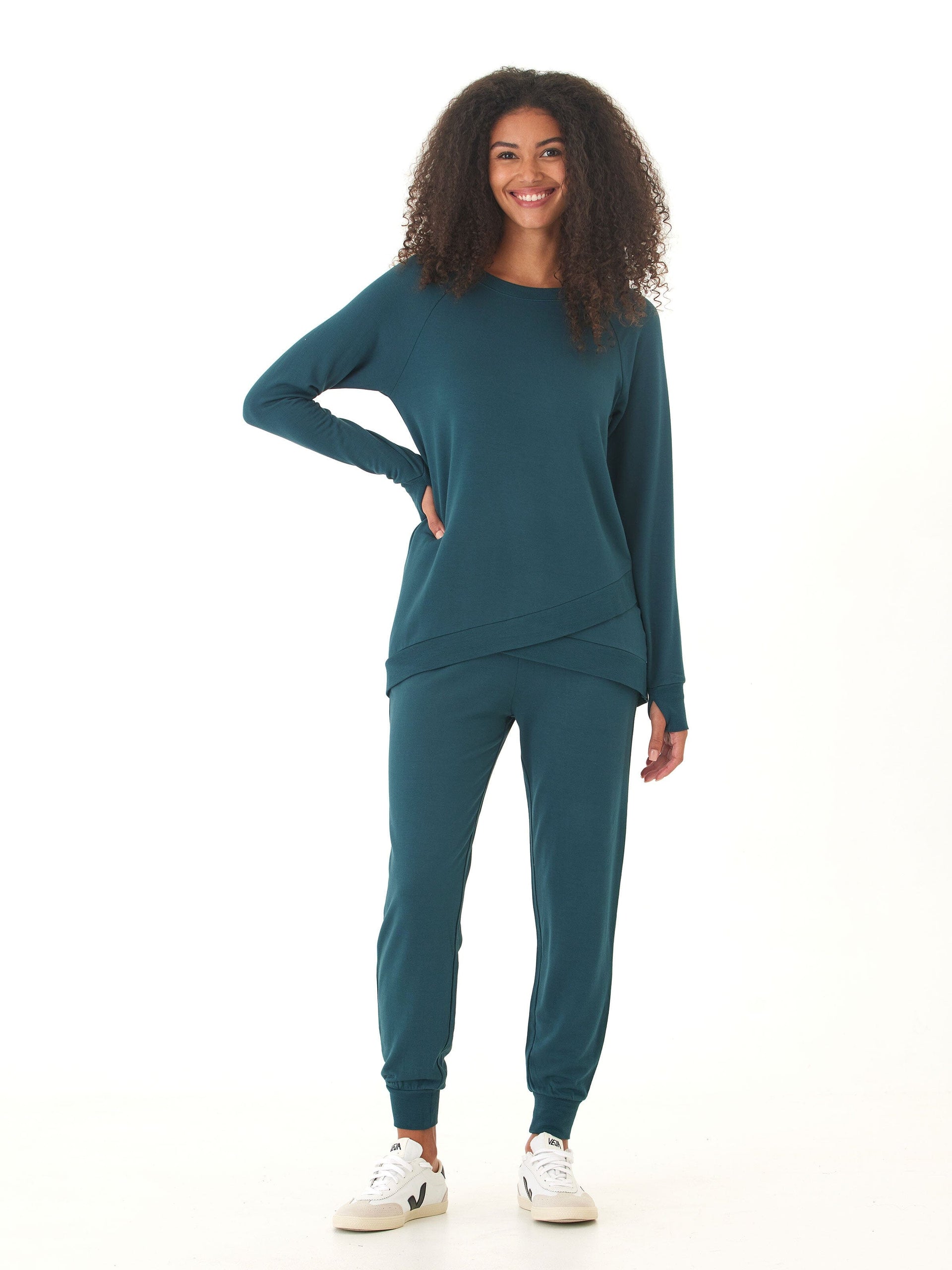 Women's Core Feather Fleece Jogger in Teal - Relaxed Ankle Fit