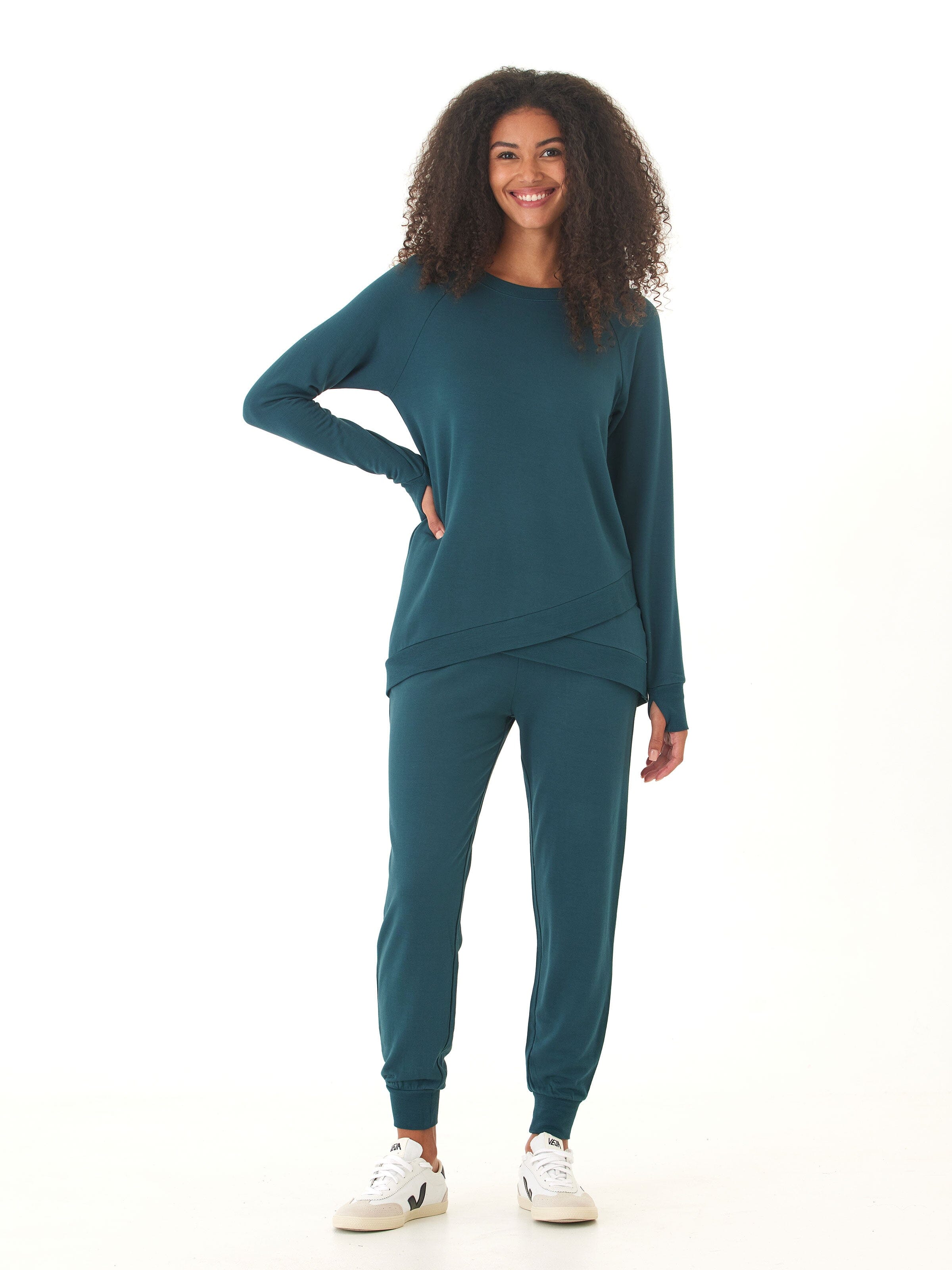 Women's Core Feather Fleece Jogger in Teal - Relaxed Ankle Fit