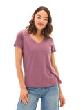 A soft, lightweight Pattie Triblend V-Neck Tee in a classic cut and versatile design.