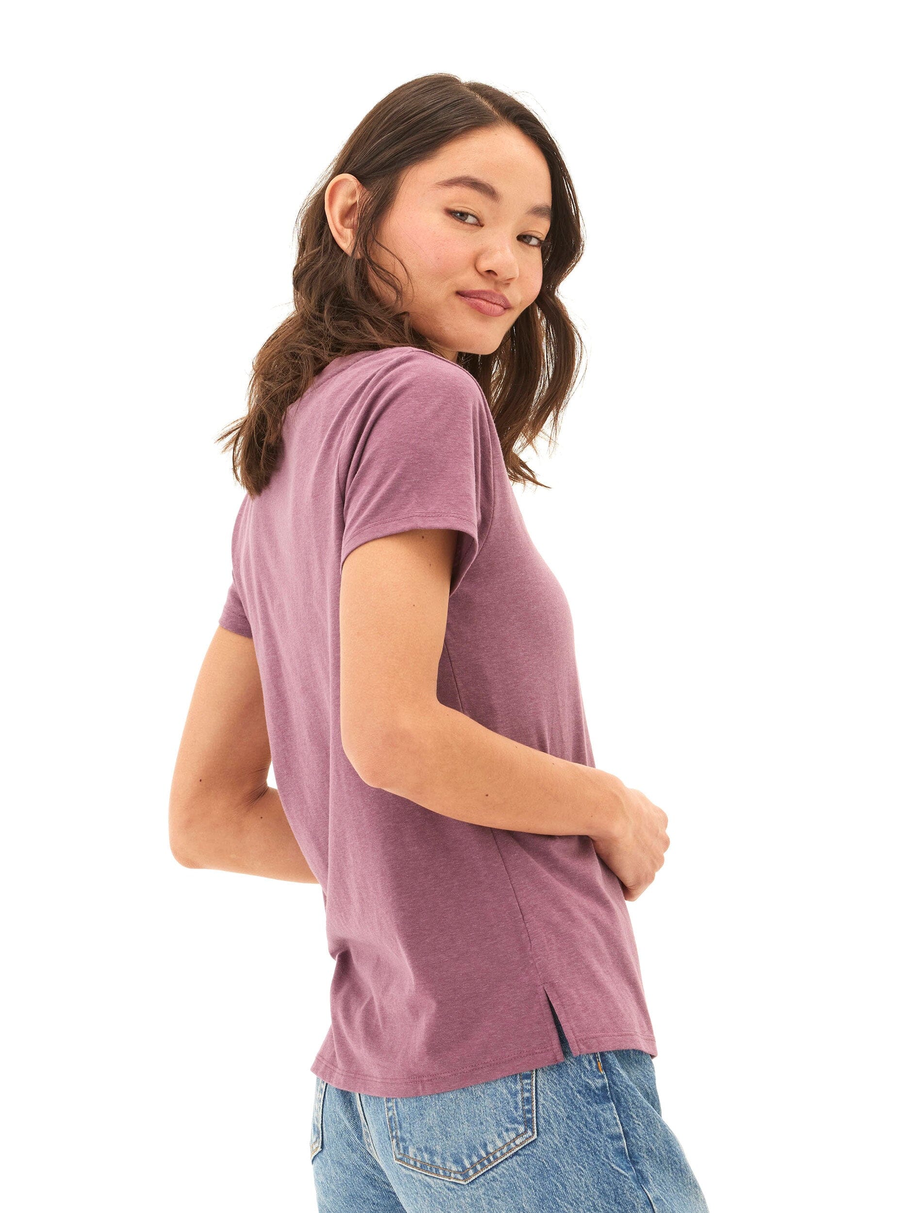 Pattie Triblend V-Neck Tee Lightweight Soft Everyday Essential