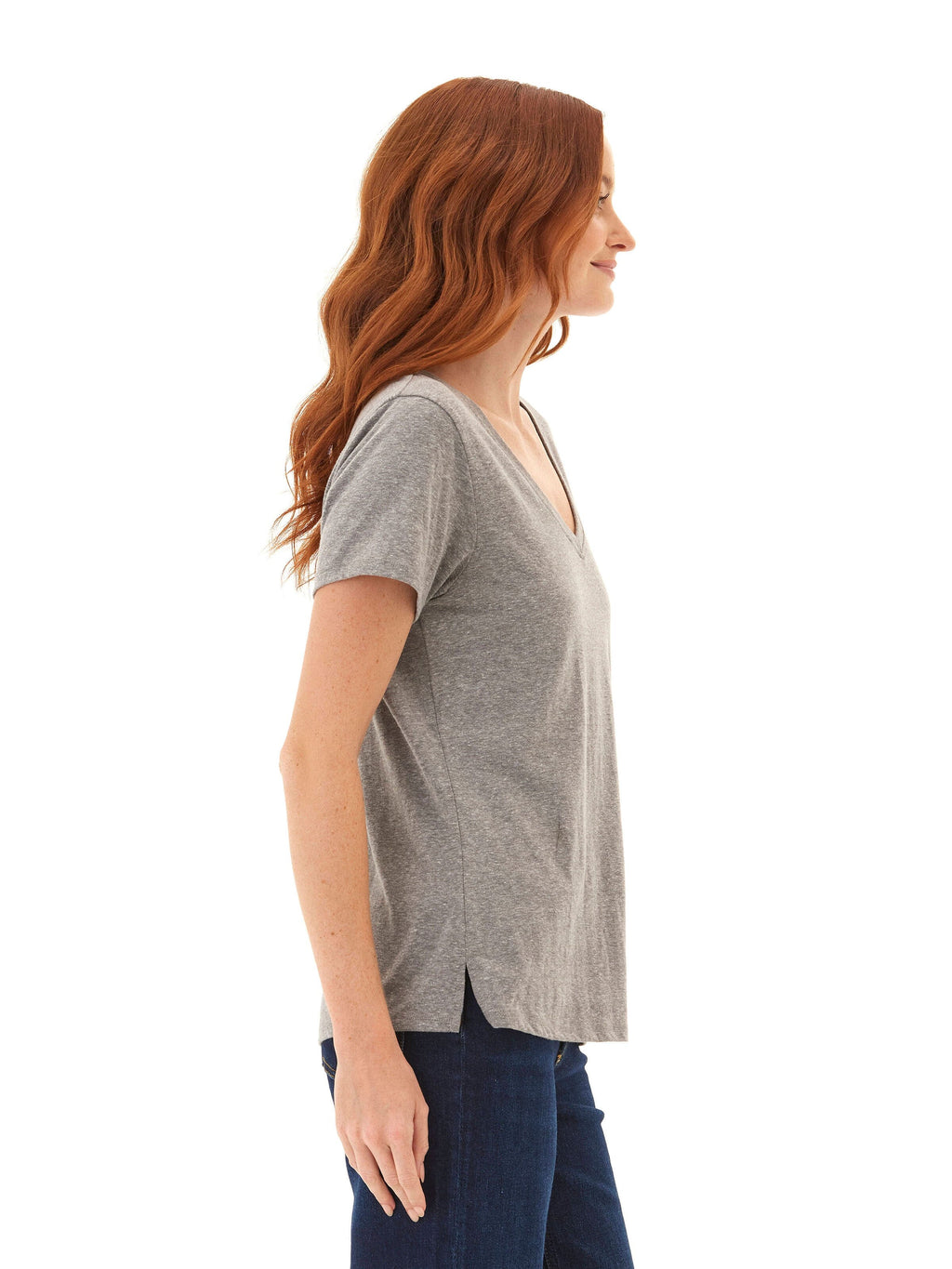 Pattie Triblend V-Neck Tee in Grey
