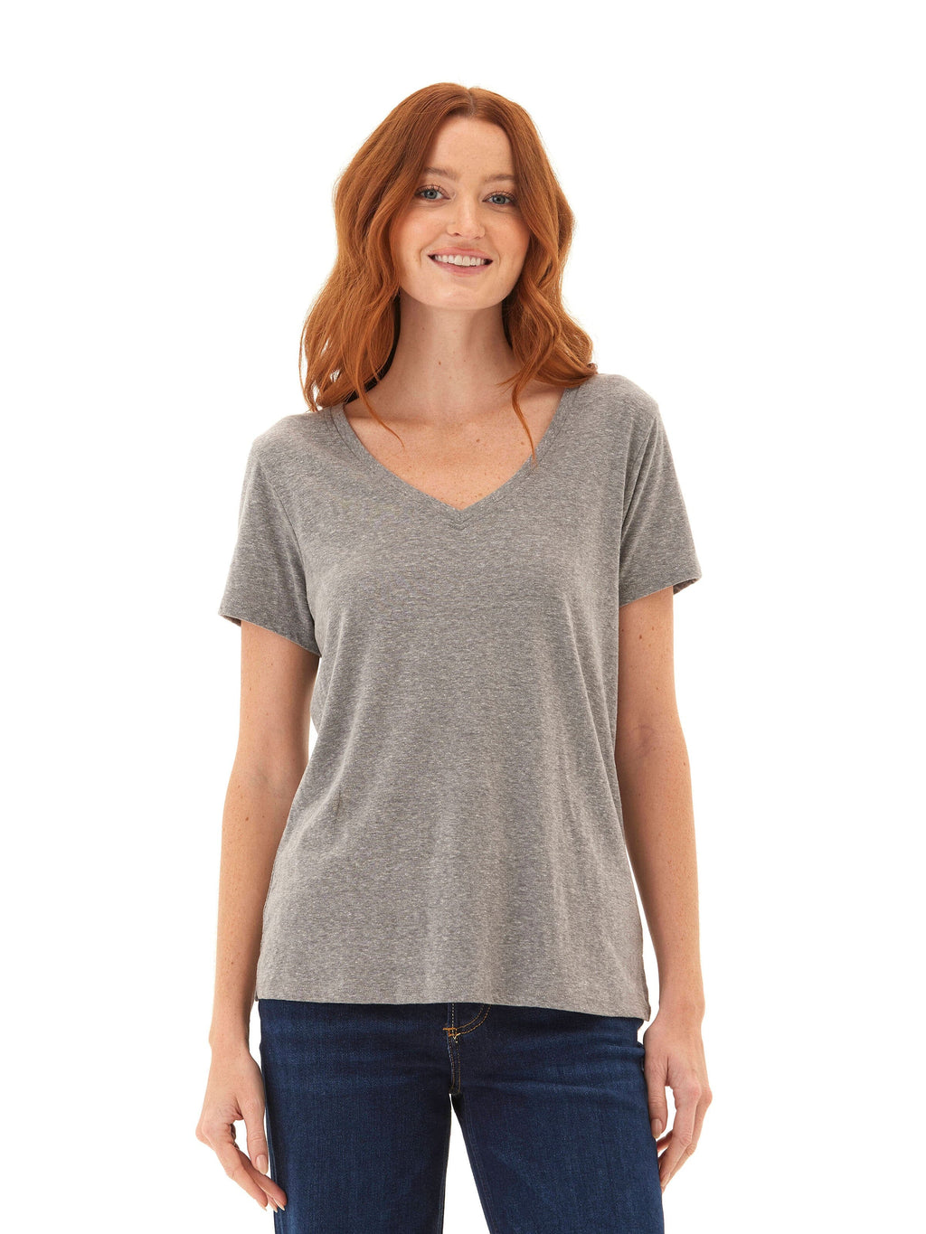 Pattie Triblend V-Neck Tee in Grey