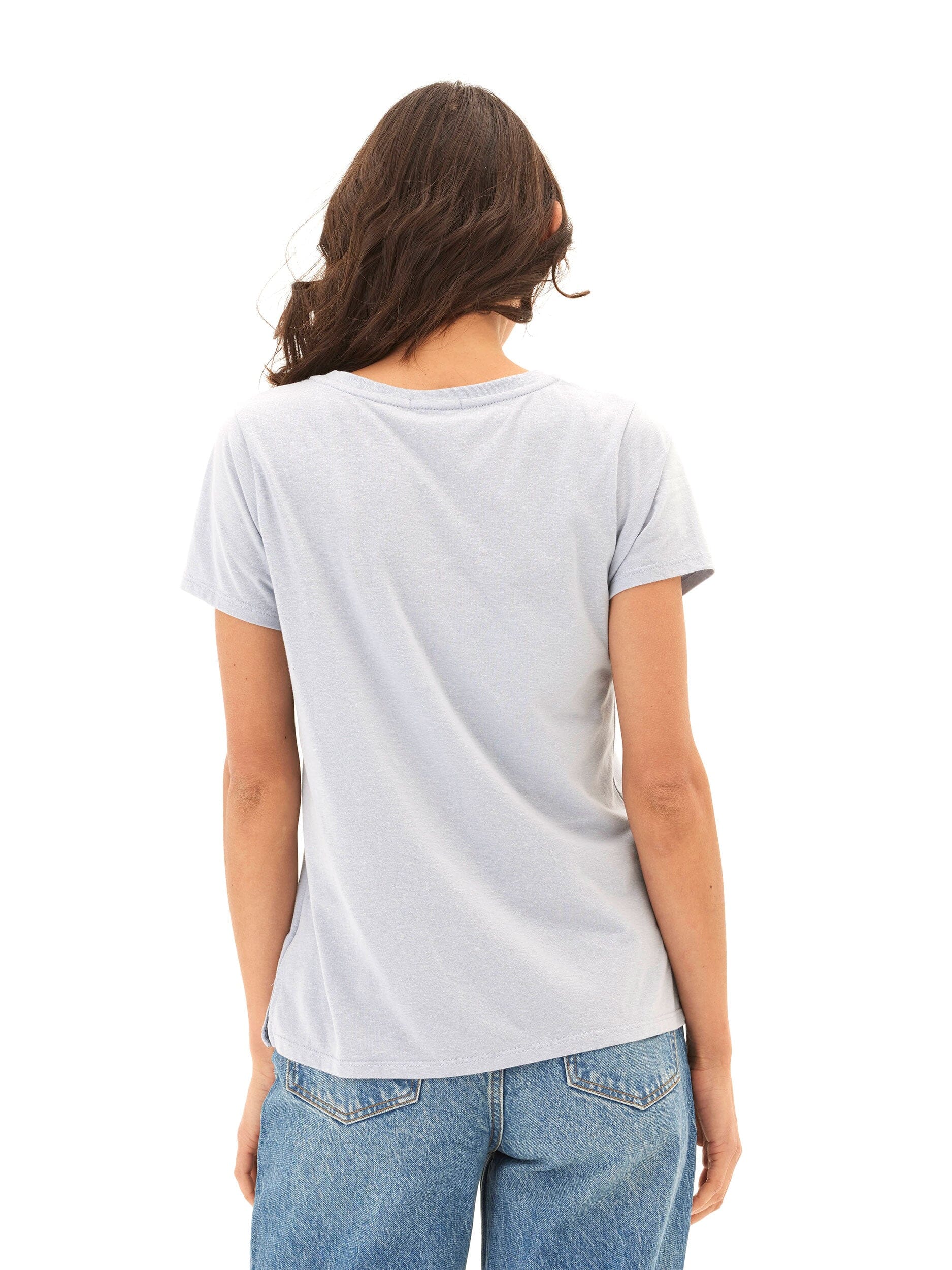 Women's Pattie Triblend V-Neck Tee in Light Blue & Grey