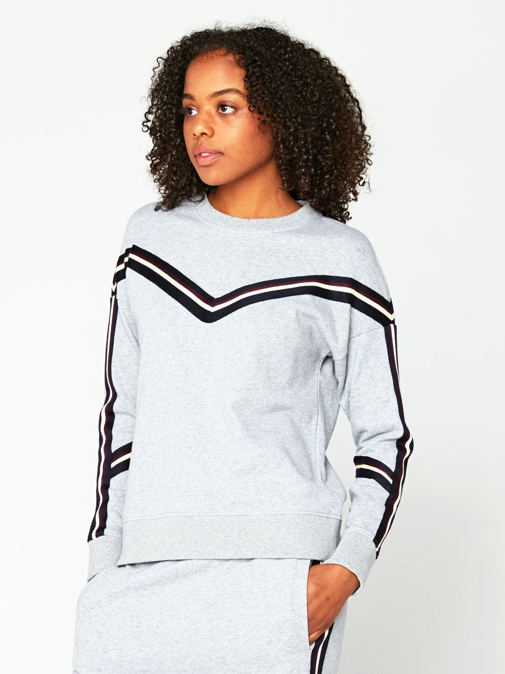 Toni Pullover with Stripe Trim - Cozy Casual Knit Sweater