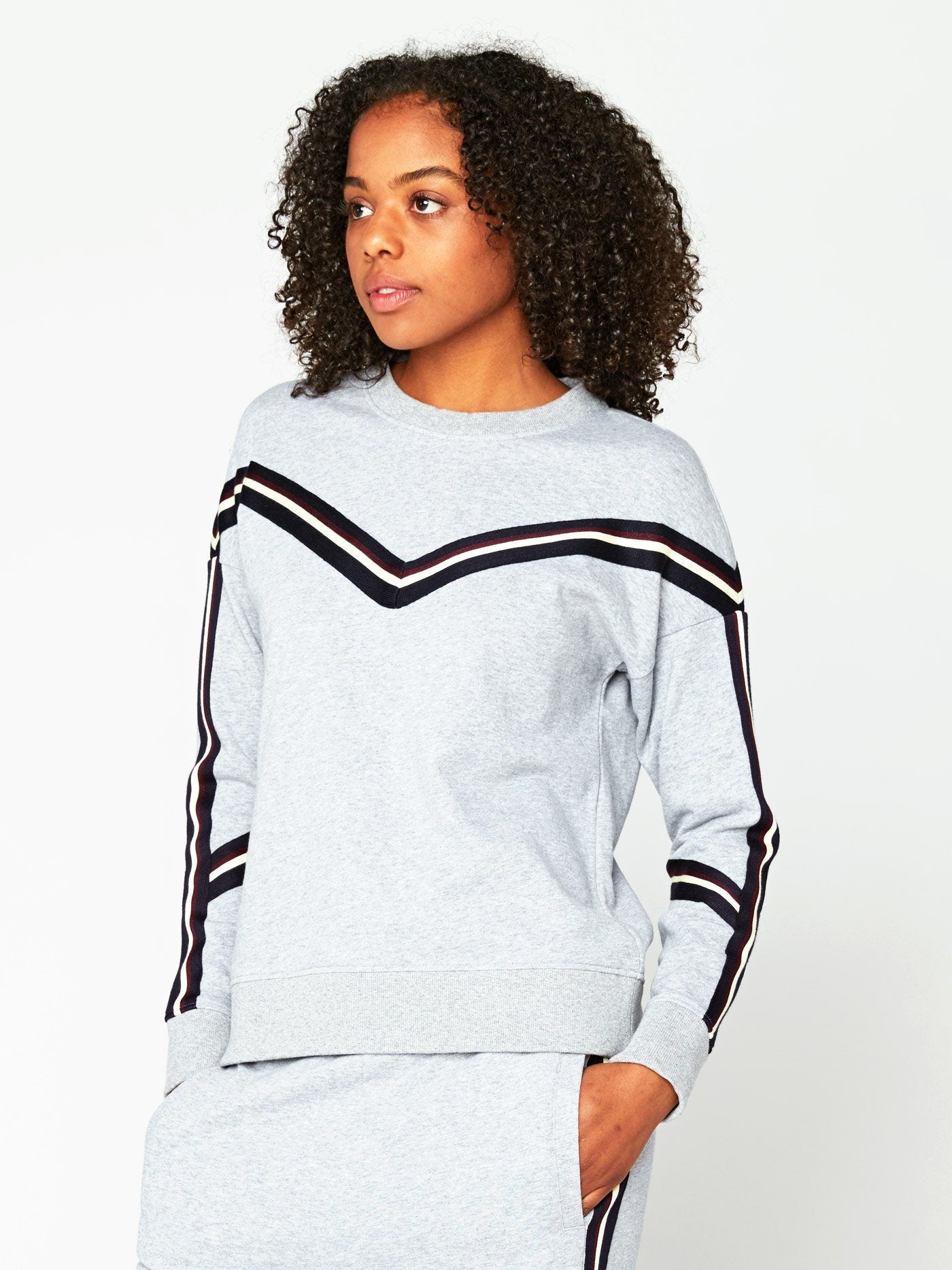 Toni Pullover with Stripe Trim - Cozy Casual Knit Sweater