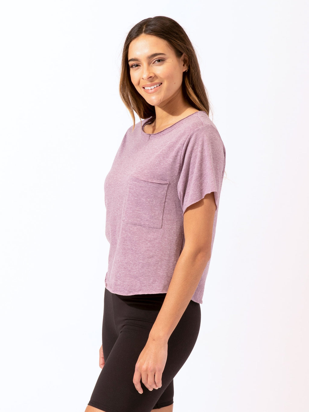 Maggie Organic Cotton Triblend Tee - Purple & Heather-Grey