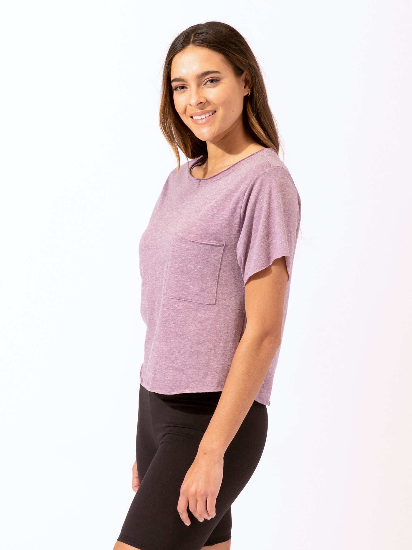 Maggie Organic Cotton Triblend Tee - Purple & Heather-Grey