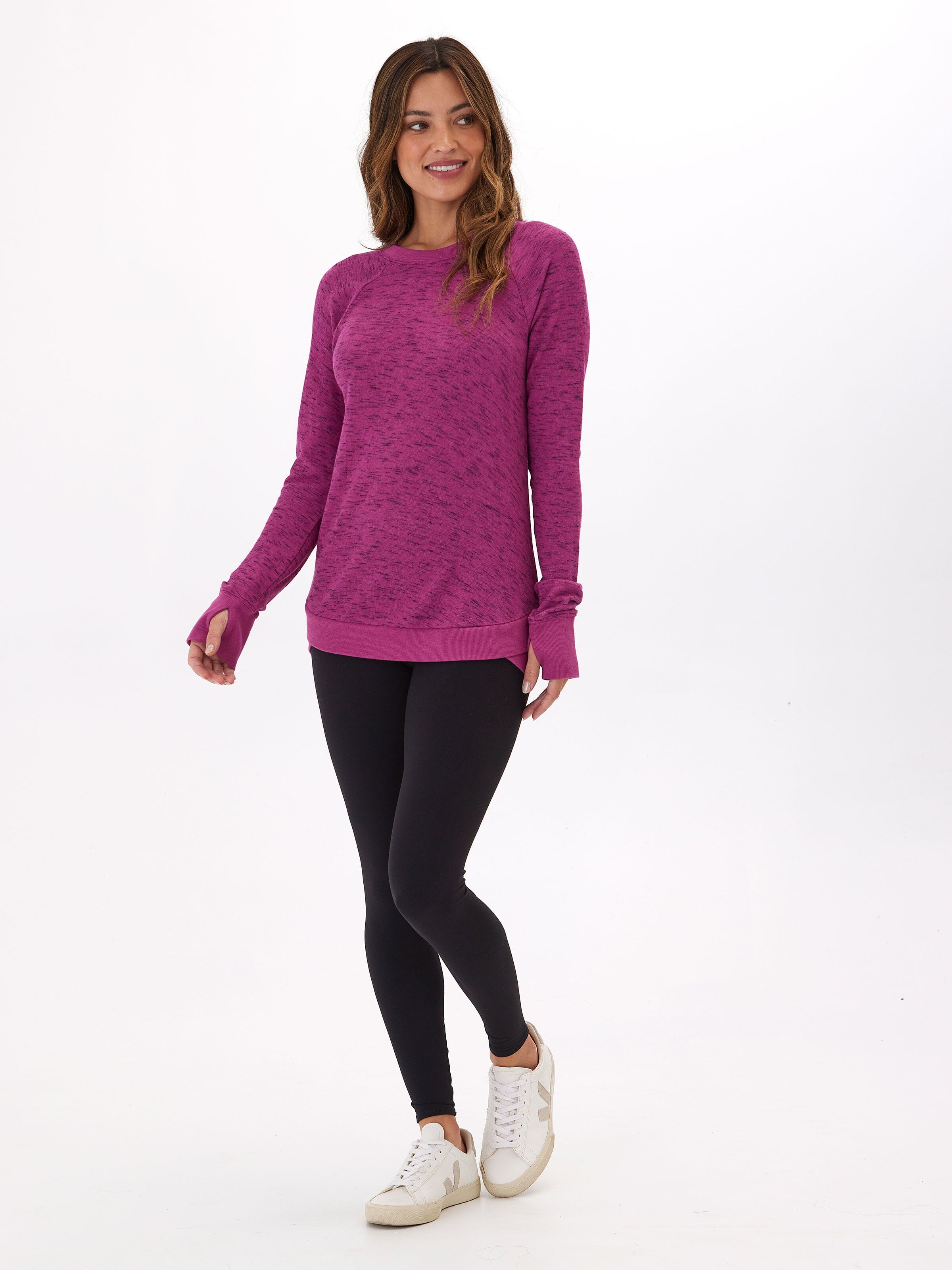 Rhythm Slub Tulip Hem Tunic - Soft Casual Long Sleeve Sweater