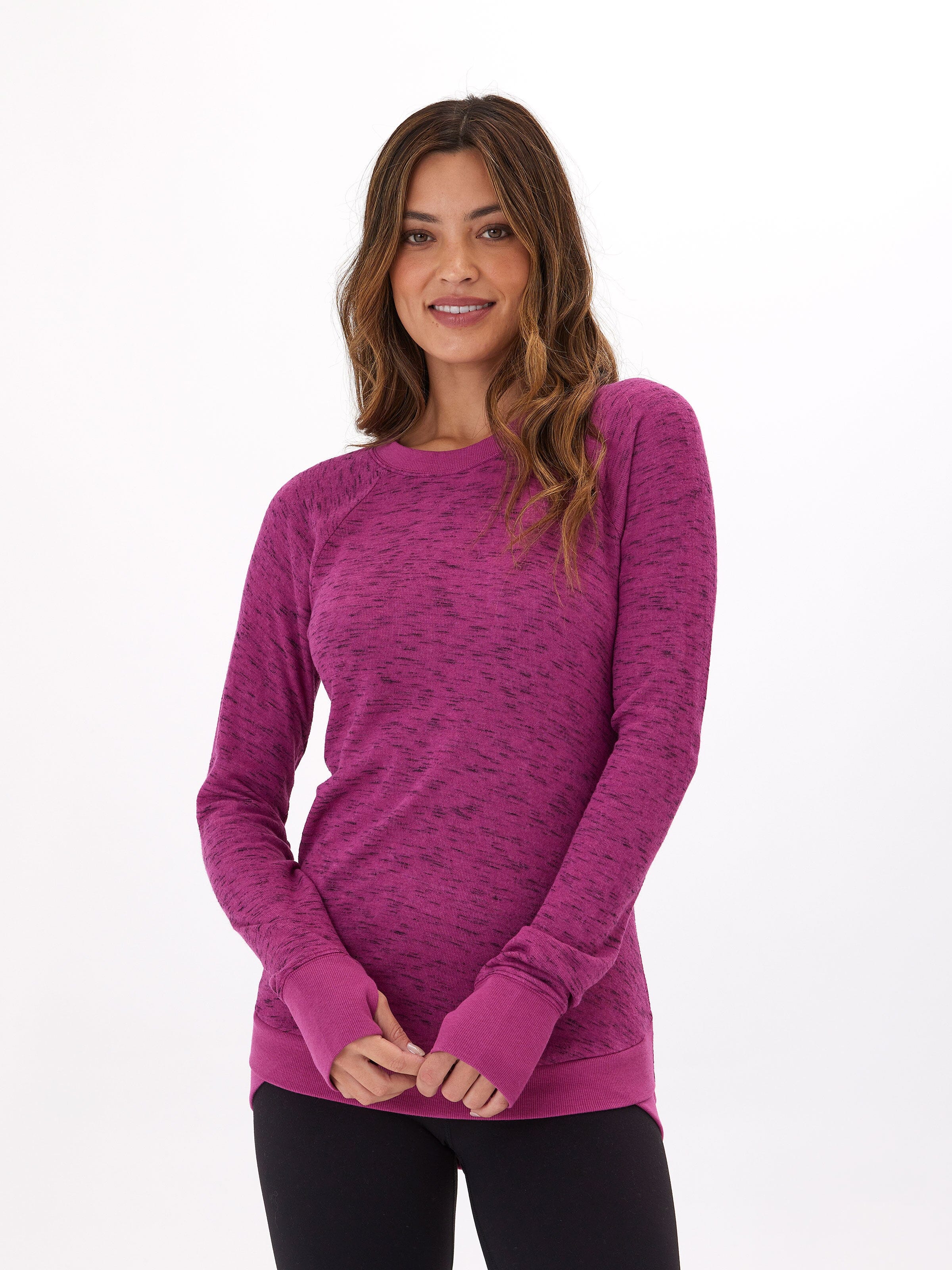 Rhythm Slub Tulip Hem Tunic - Soft Casual Long Sleeve Sweater