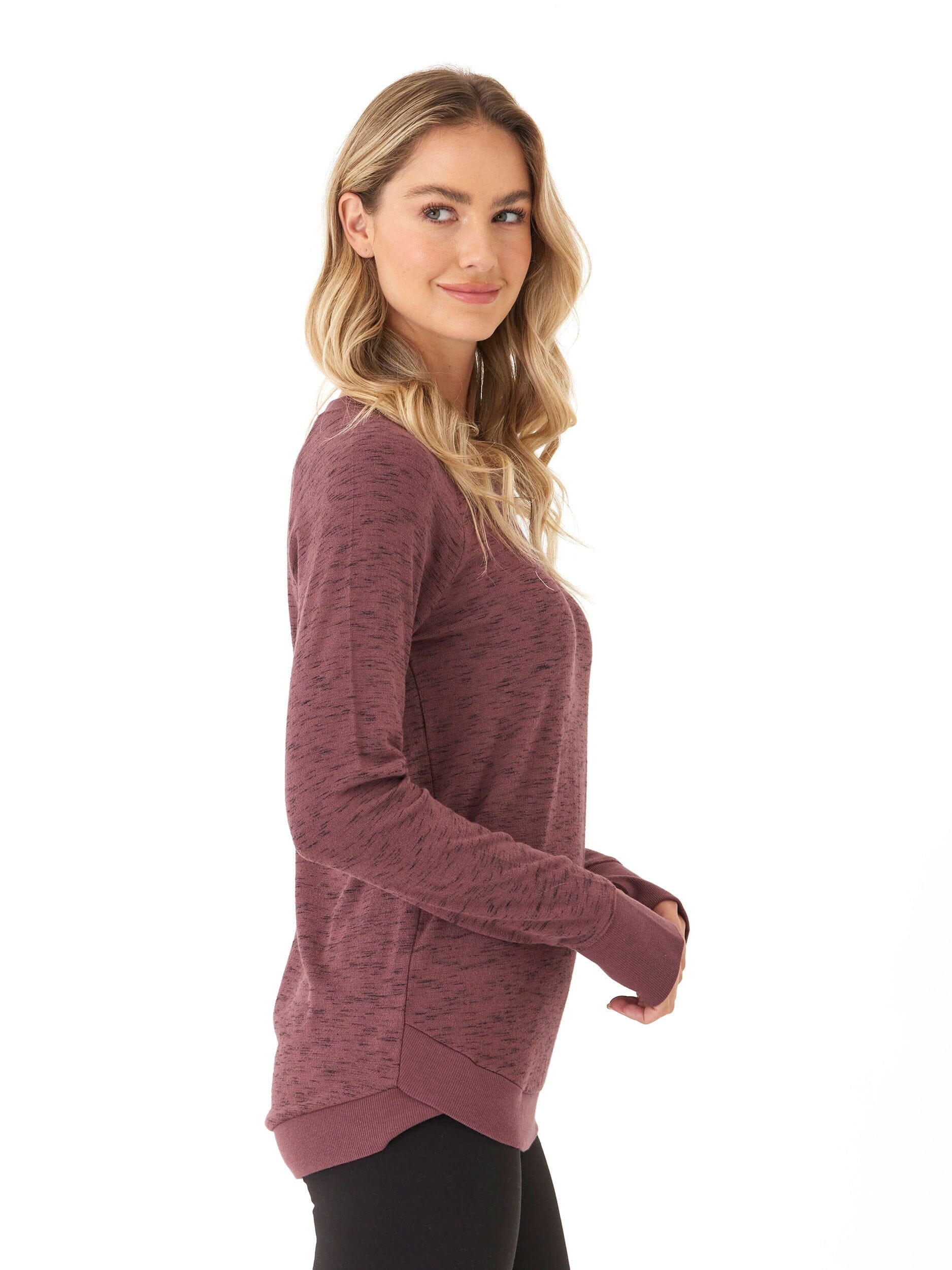 Rhythm Slub Tulip Hem Tunic - Casual Long Sleeve Sweater