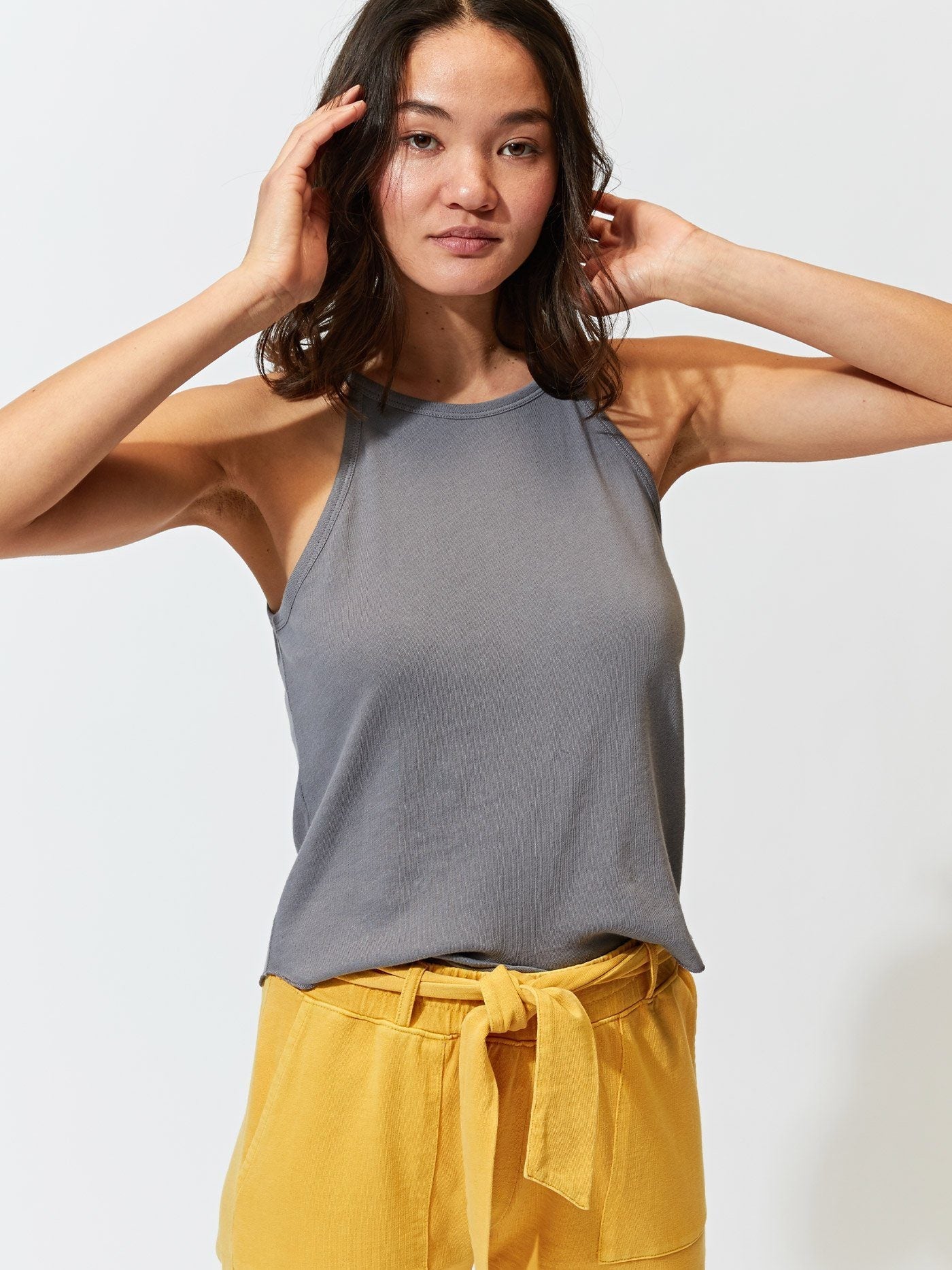 Elpis Organic Cotton Sweater Knit Tank in Grey