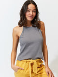 Elpis Sweater Knit Tank in grey featuring a high neckline and knit texture