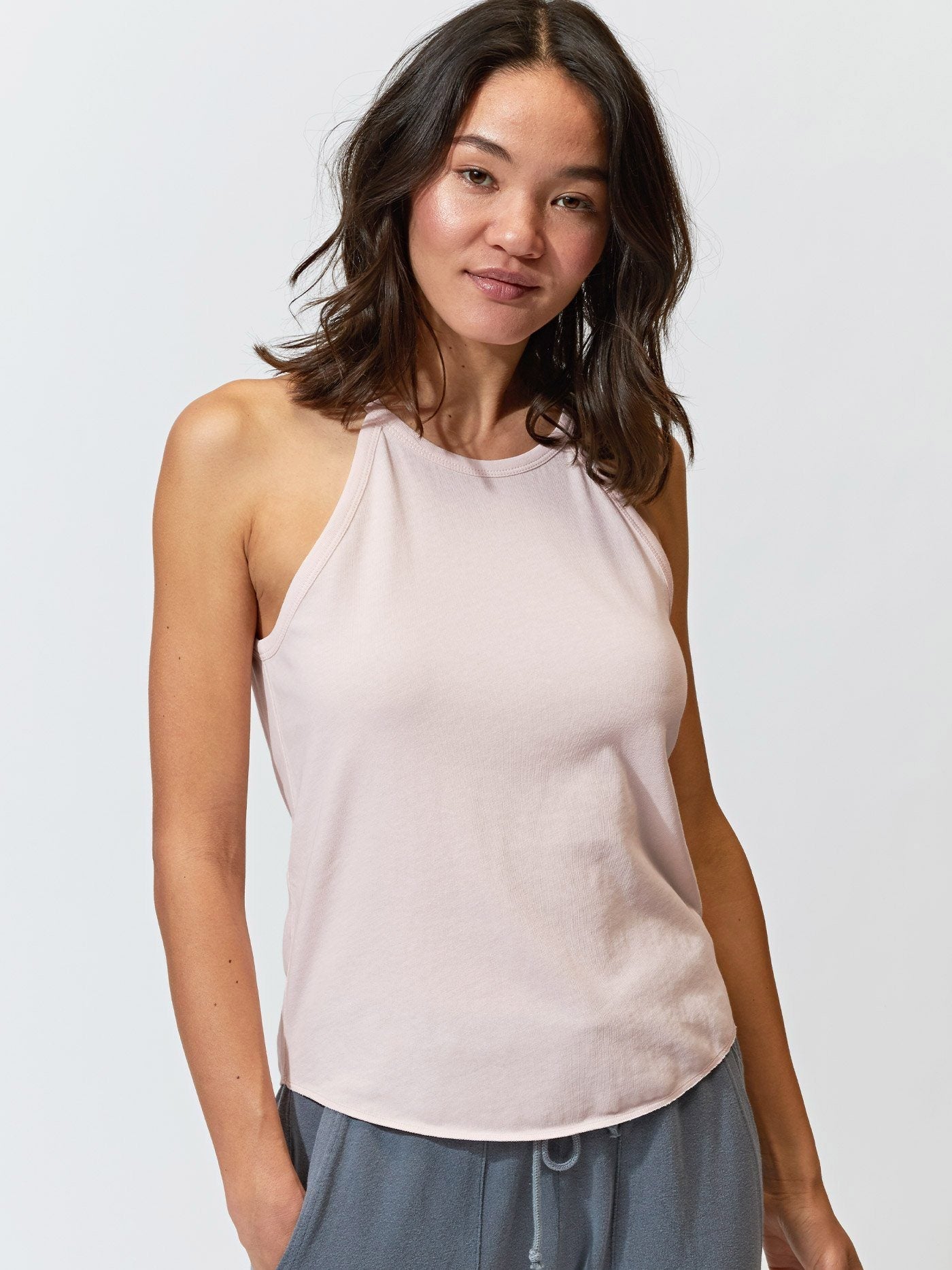 Elpis Organic Cotton Sweater Knit Tank in Light Pink