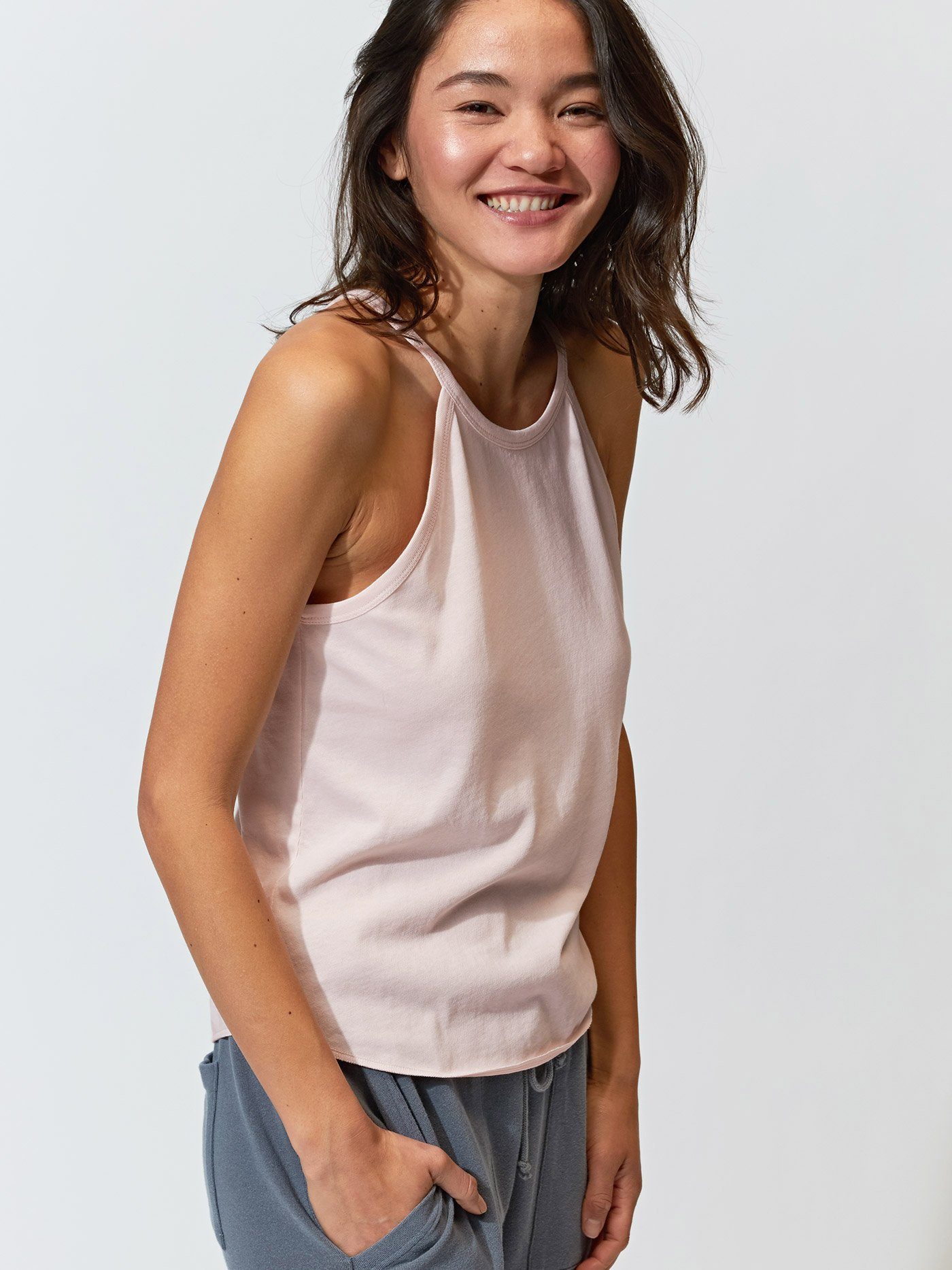 Elpis Organic Cotton Sweater Knit Tank in Light Pink