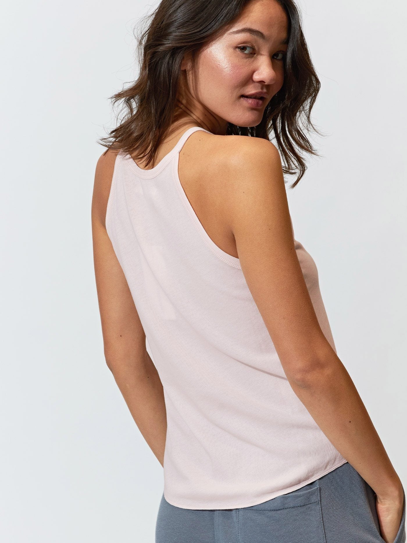 Elpis Organic Cotton Sweater Knit Tank in Light Pink