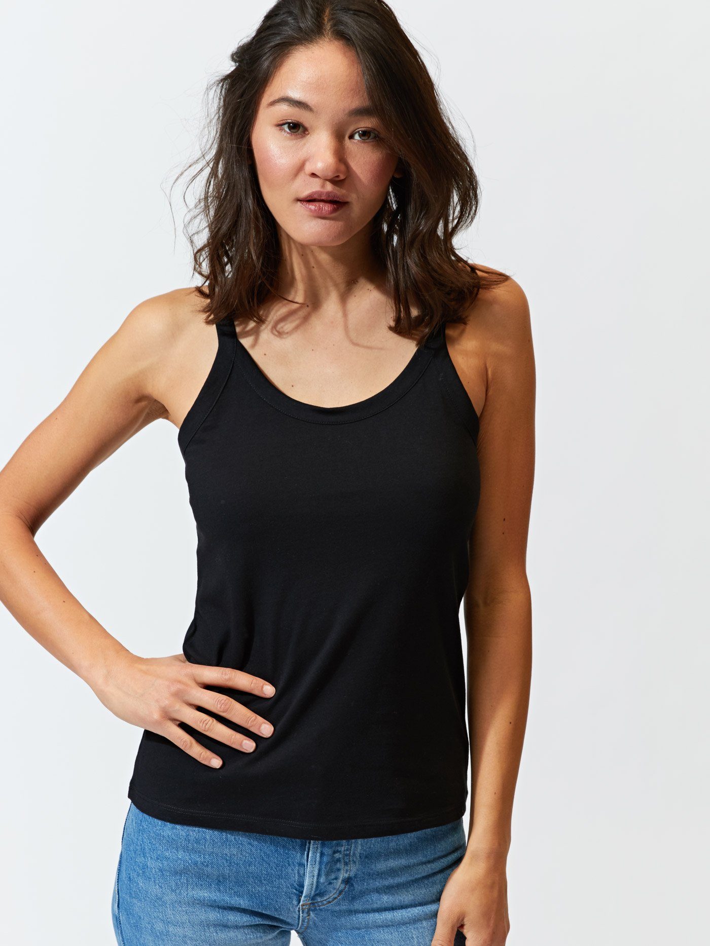 Invincible Cami Tank in Black - Eco-Friendly Organic Cotton